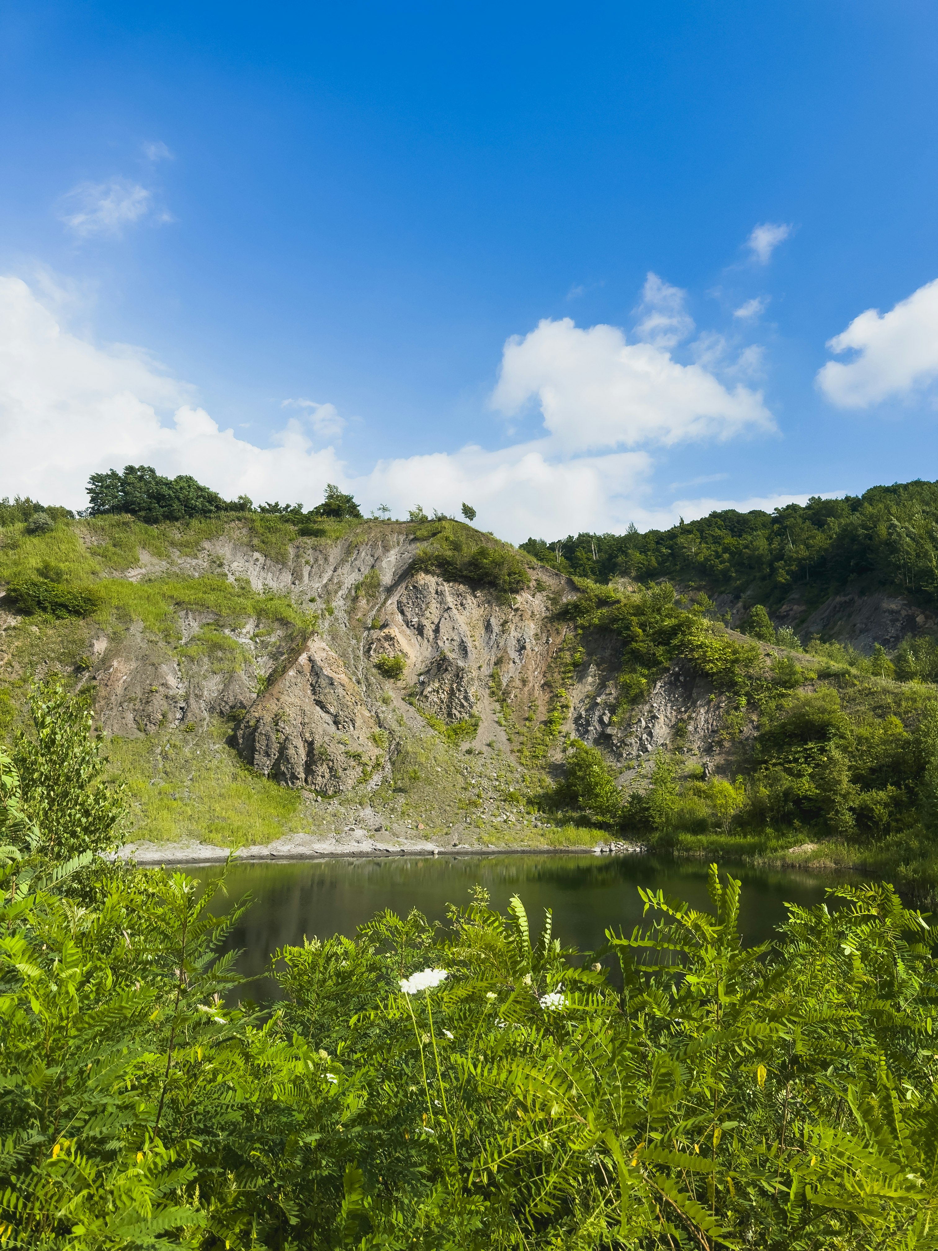 有珠山の火口跡と緑の湖畔を望む支笏洞爺国立公園の自然景観