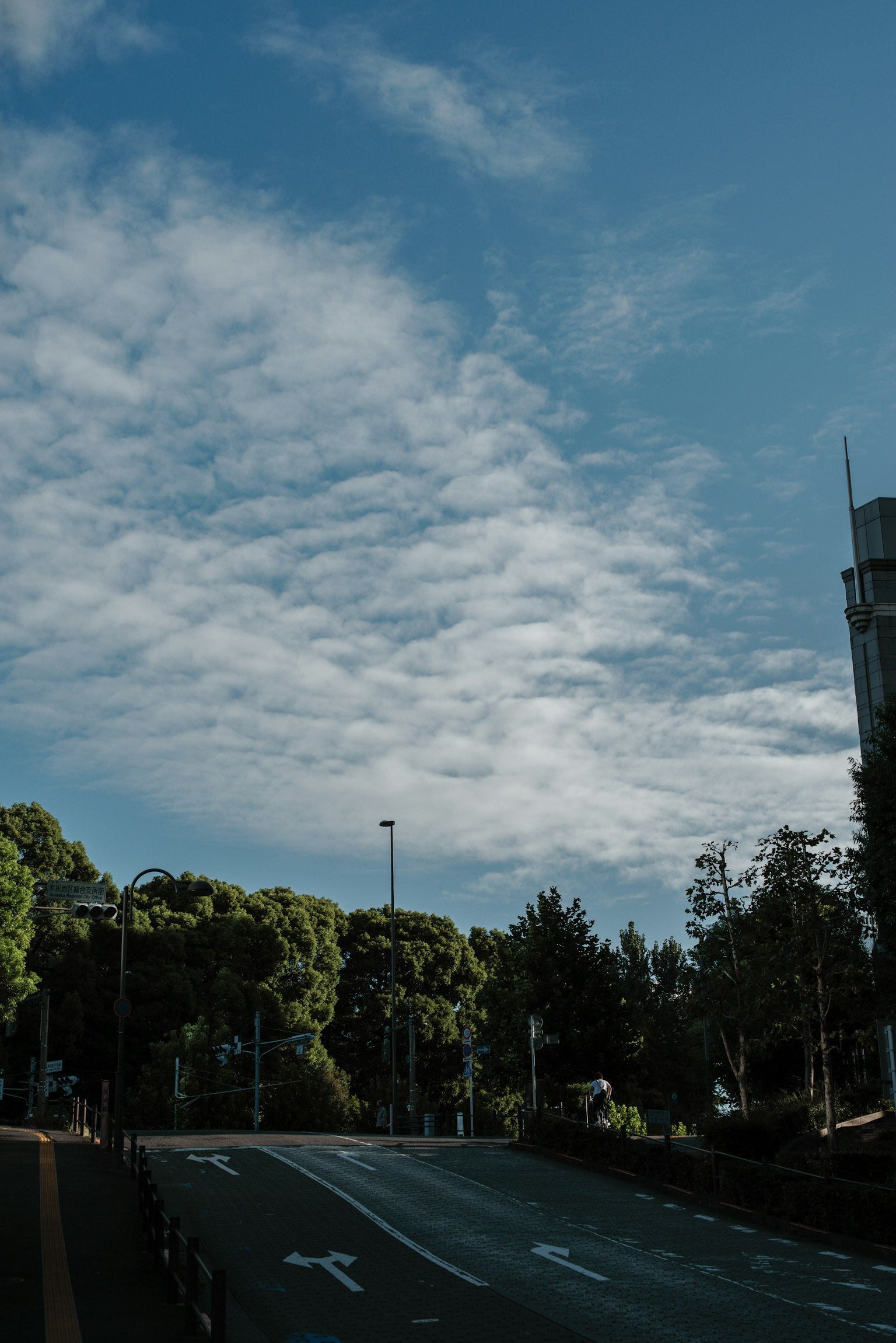 Scenic view of a road with lush greenery and clouds in a blue sky