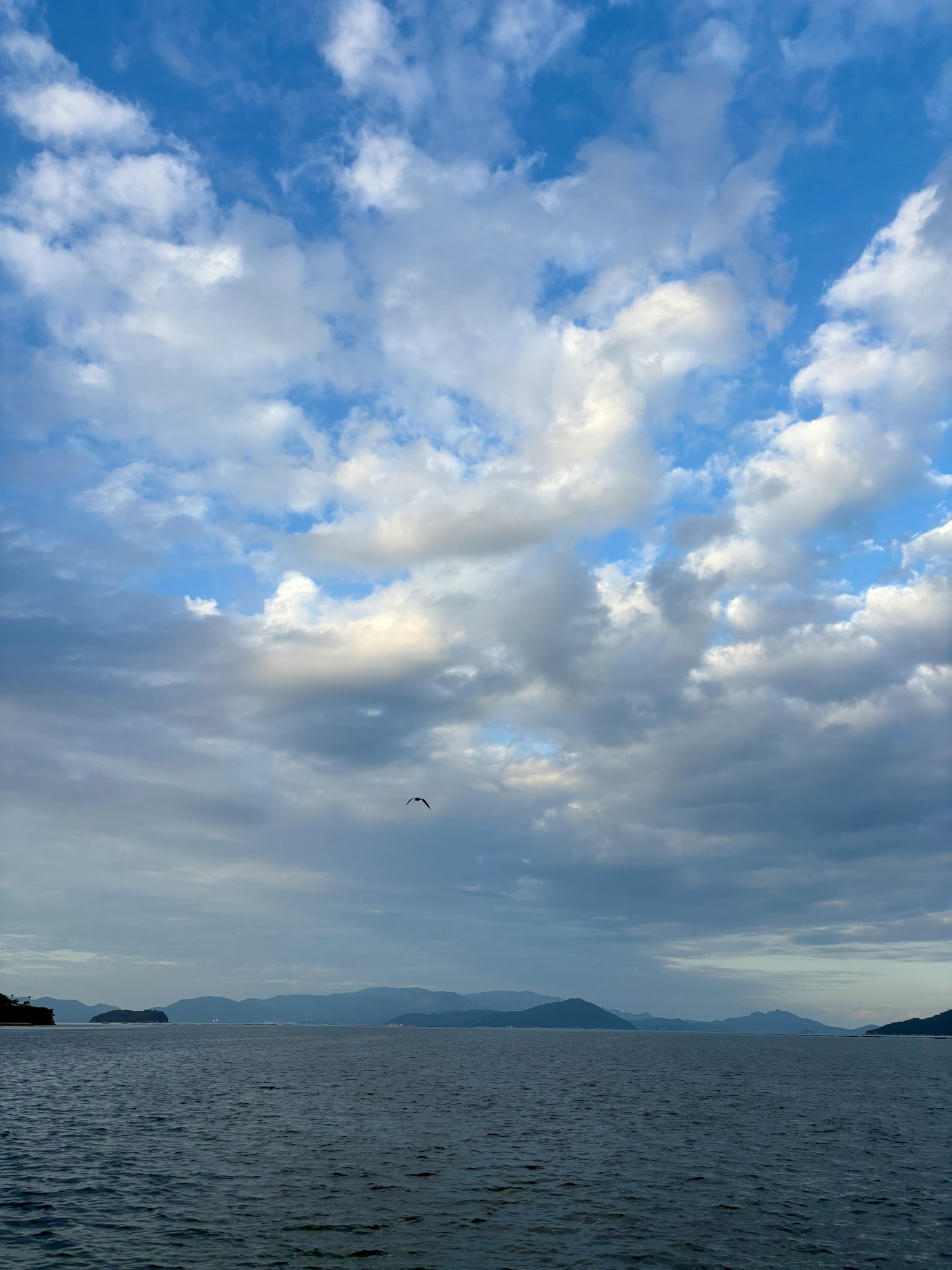 青い空と雲が広がる海の風景