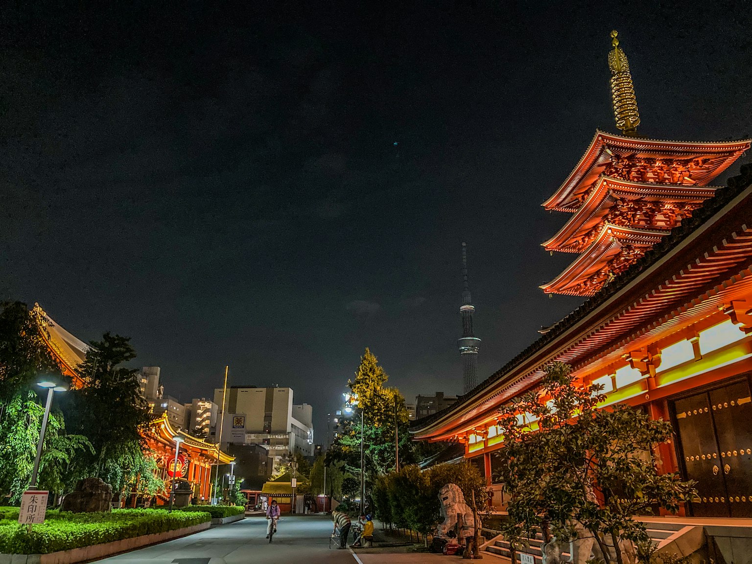 東京塔和紅色寺廟的夜景