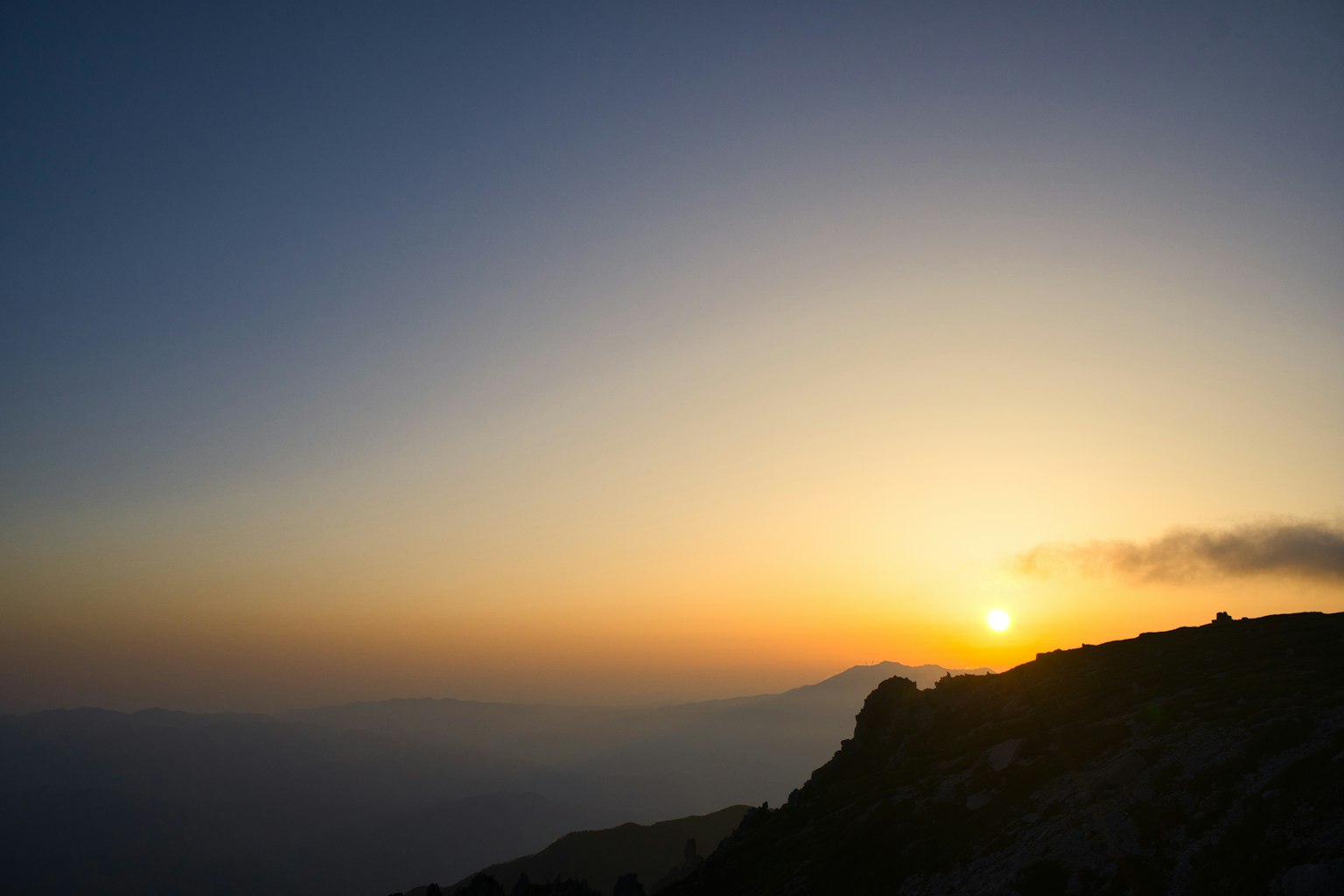 Stunning sunset view from a mountain top