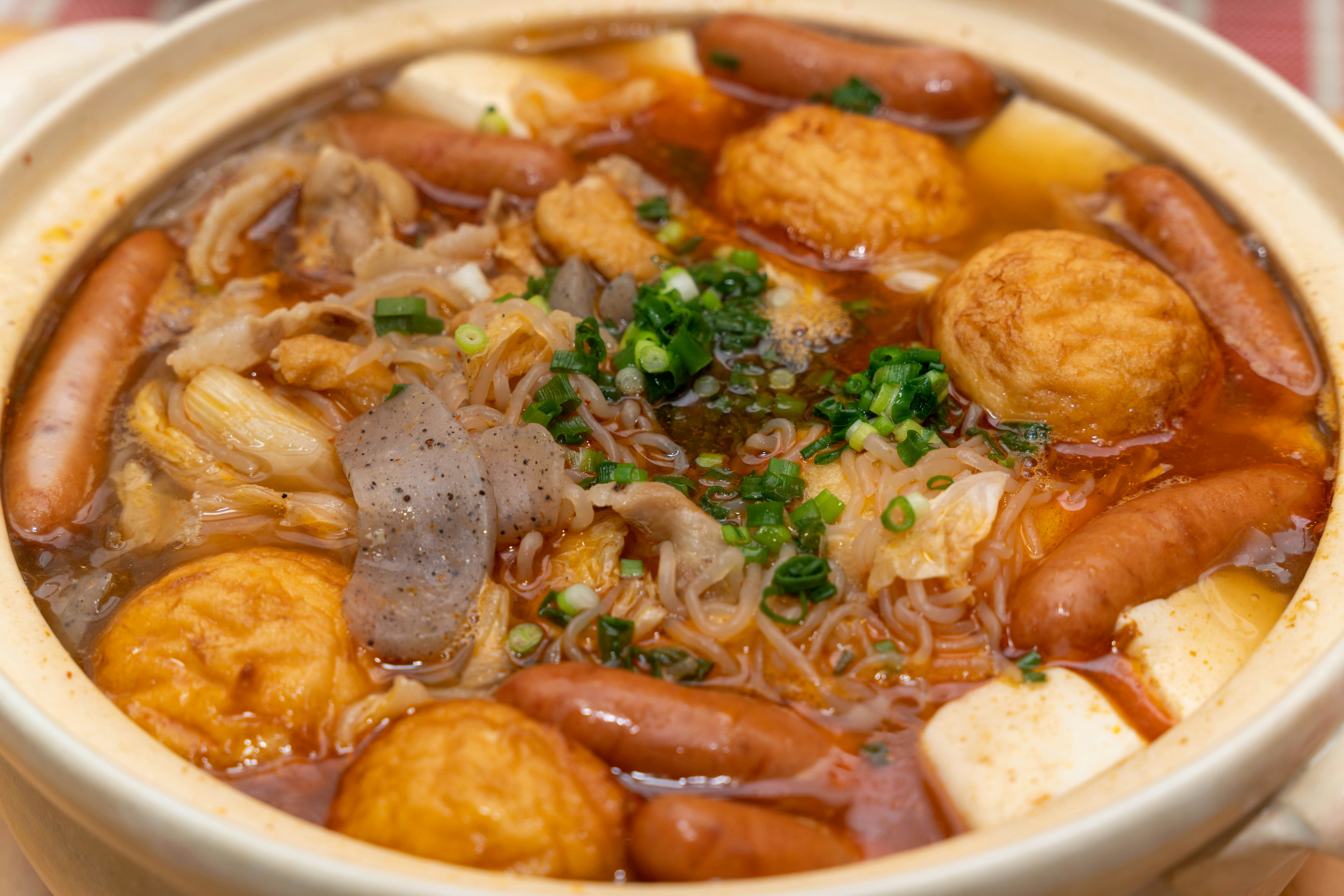 A rich hot pot dish with various ingredients