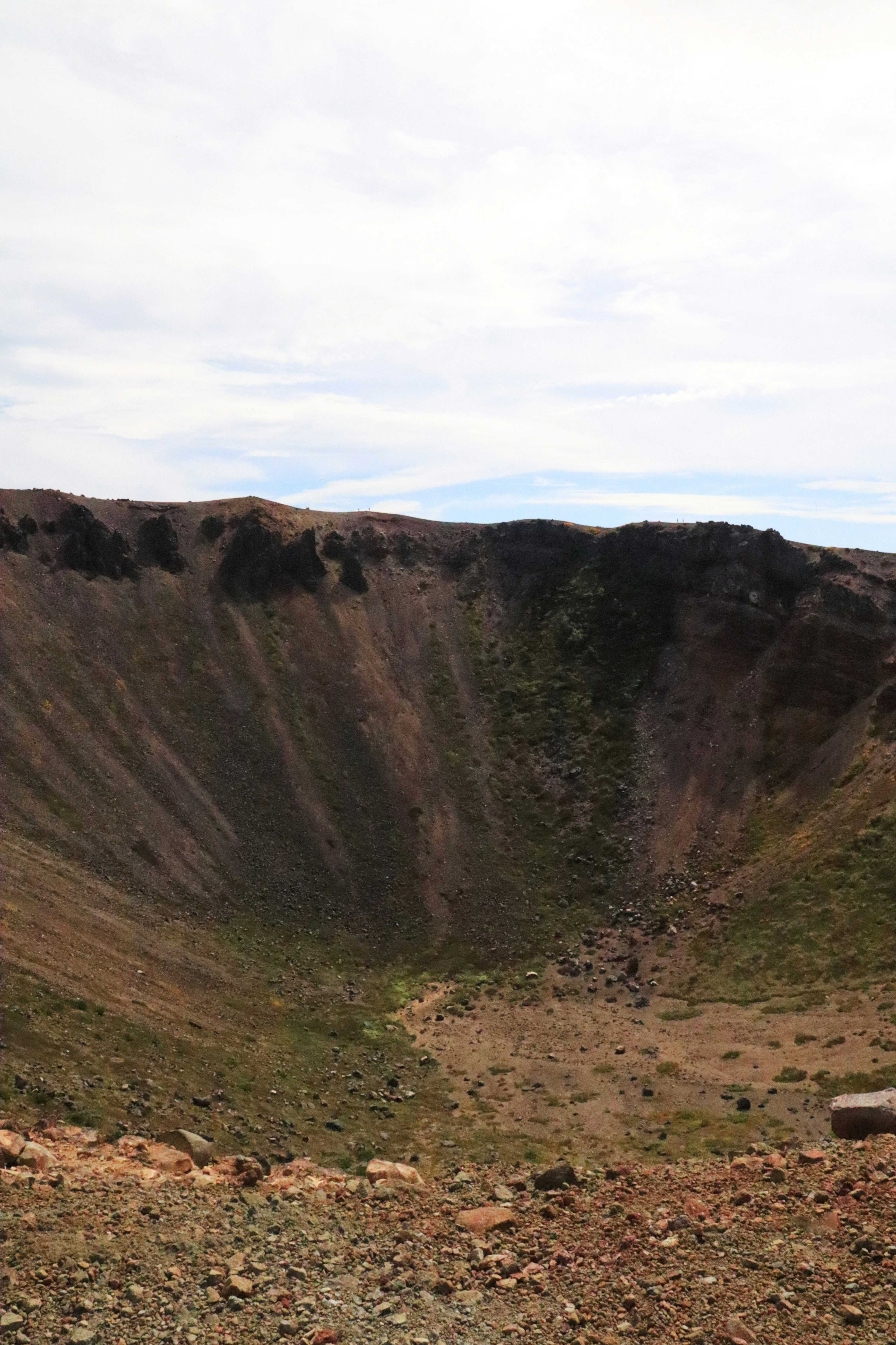 火山口与崎岖山坡的山景