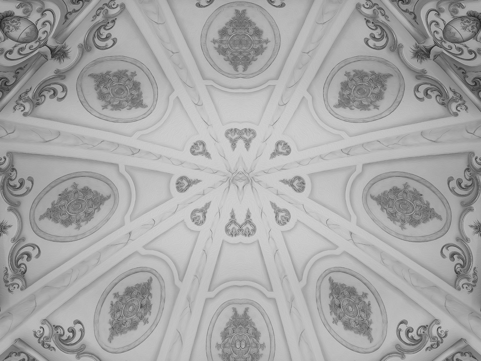 Design di soffitto decorativo in bianco e nero