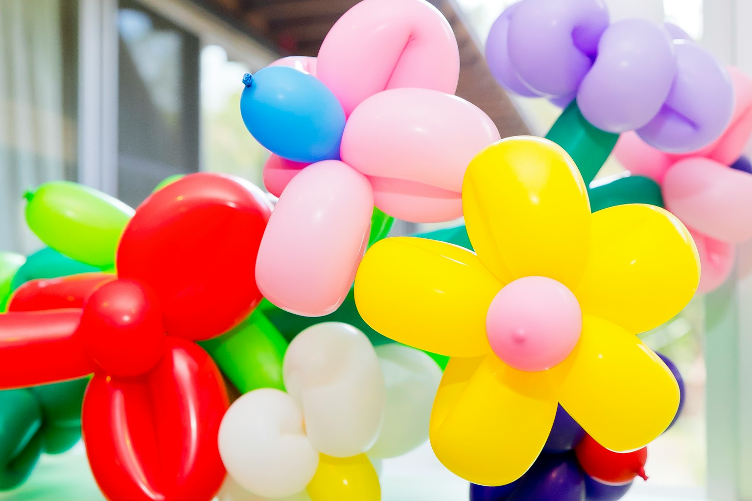 Sekumpulan bunga balon berwarna-warni