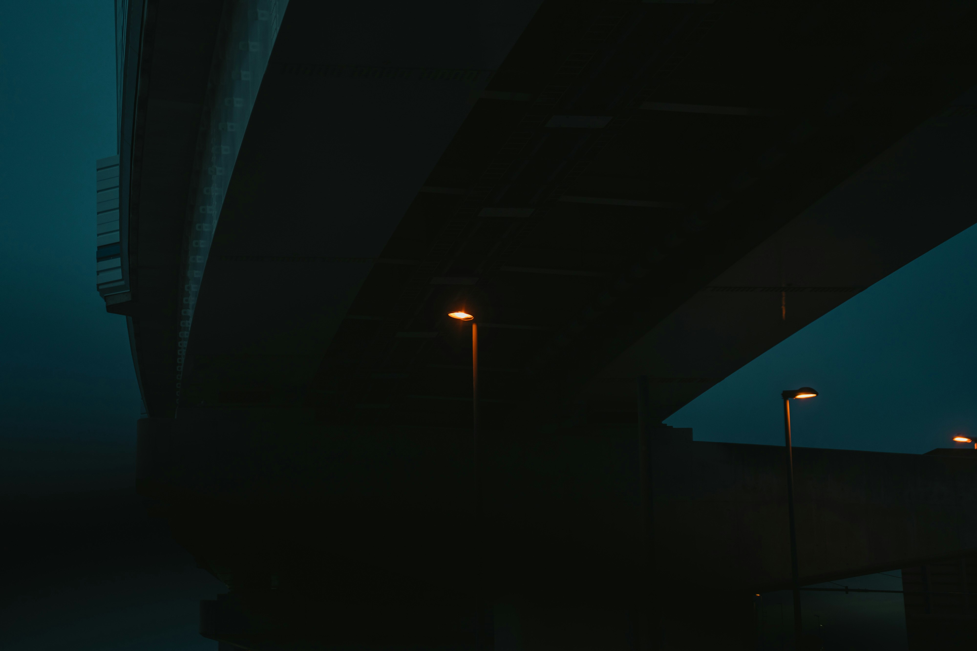 night exterior of a building with streetlights