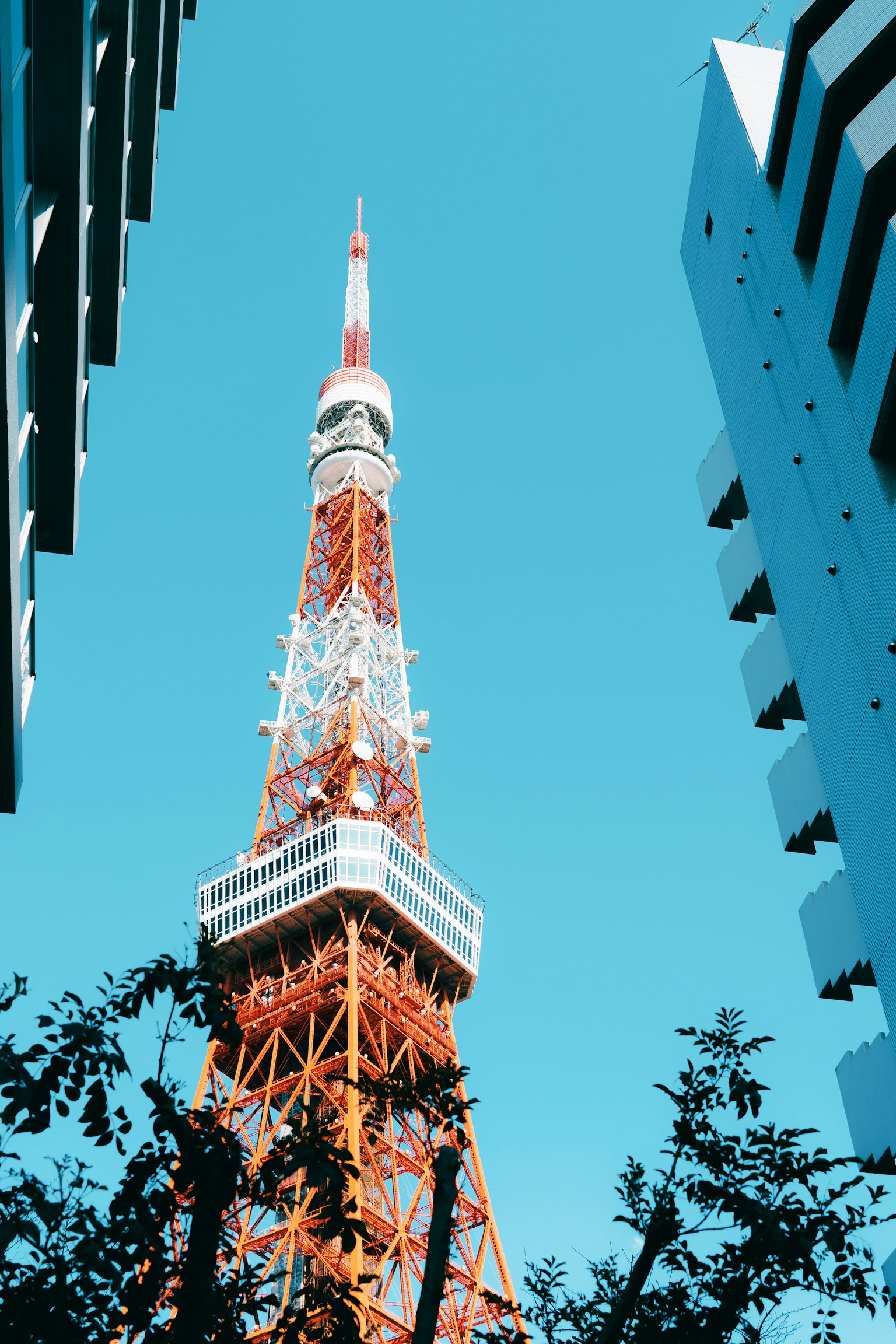 Torre di Tokyo che si erge sotto un cielo blu chiaro