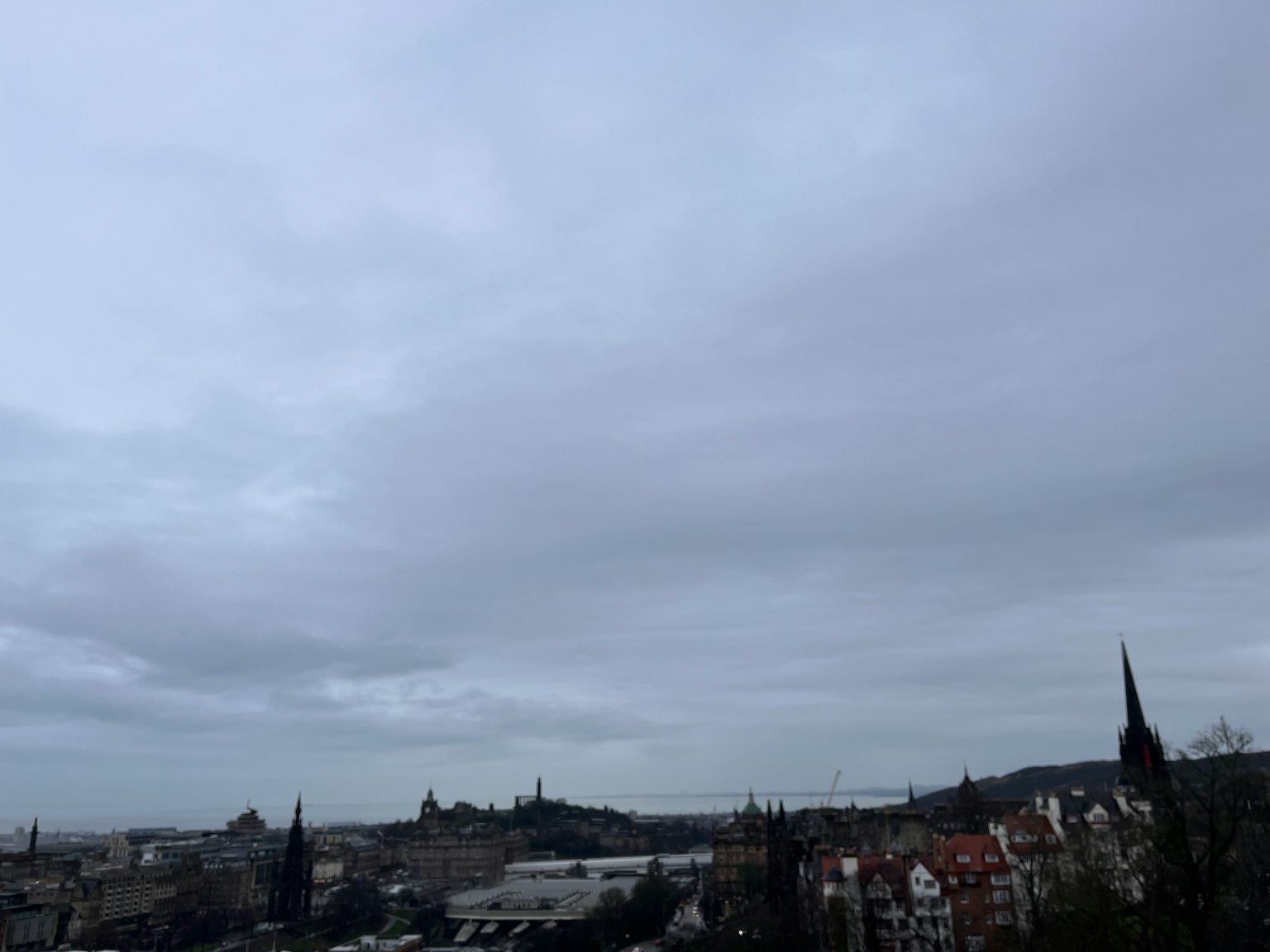 Overcast sky over the cityscape of Prague with historical buildings