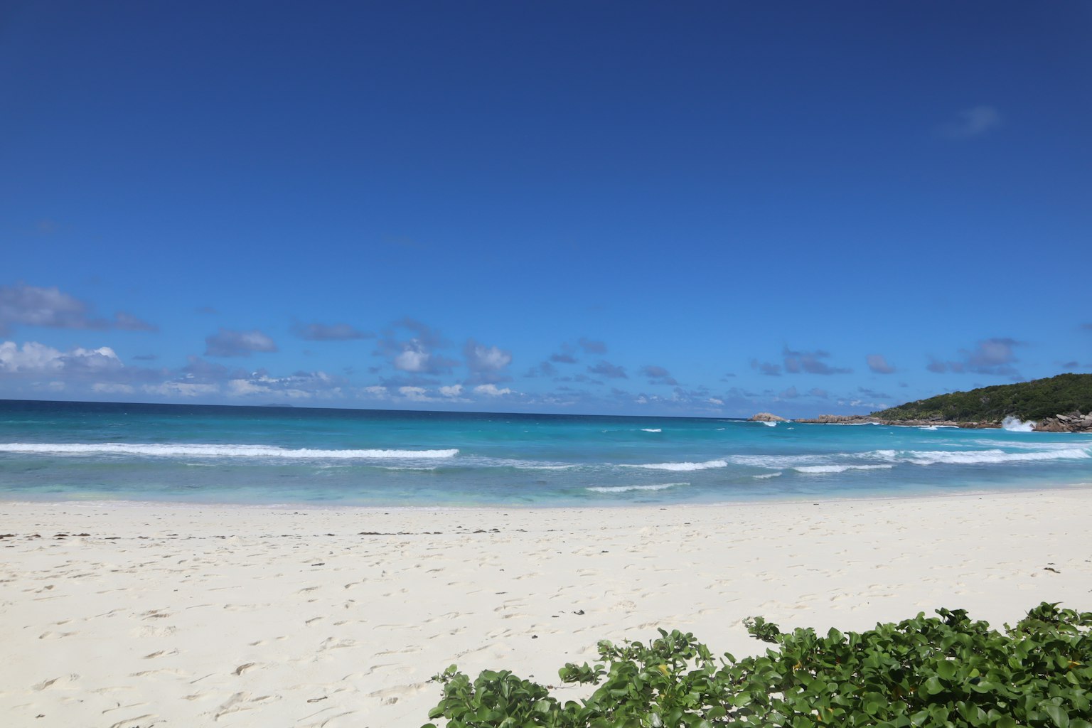 Vue de plage pittoresque avec ciel bleu clair et eau turquoise
