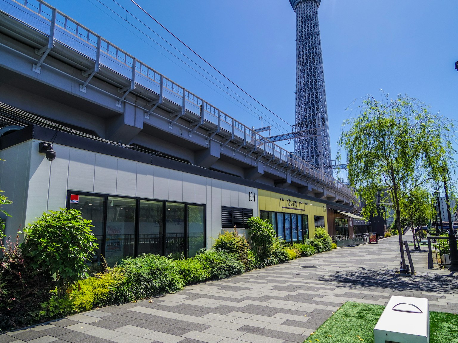 東京晴空塔附近的現代建築與郁郁蔥蔥的綠地