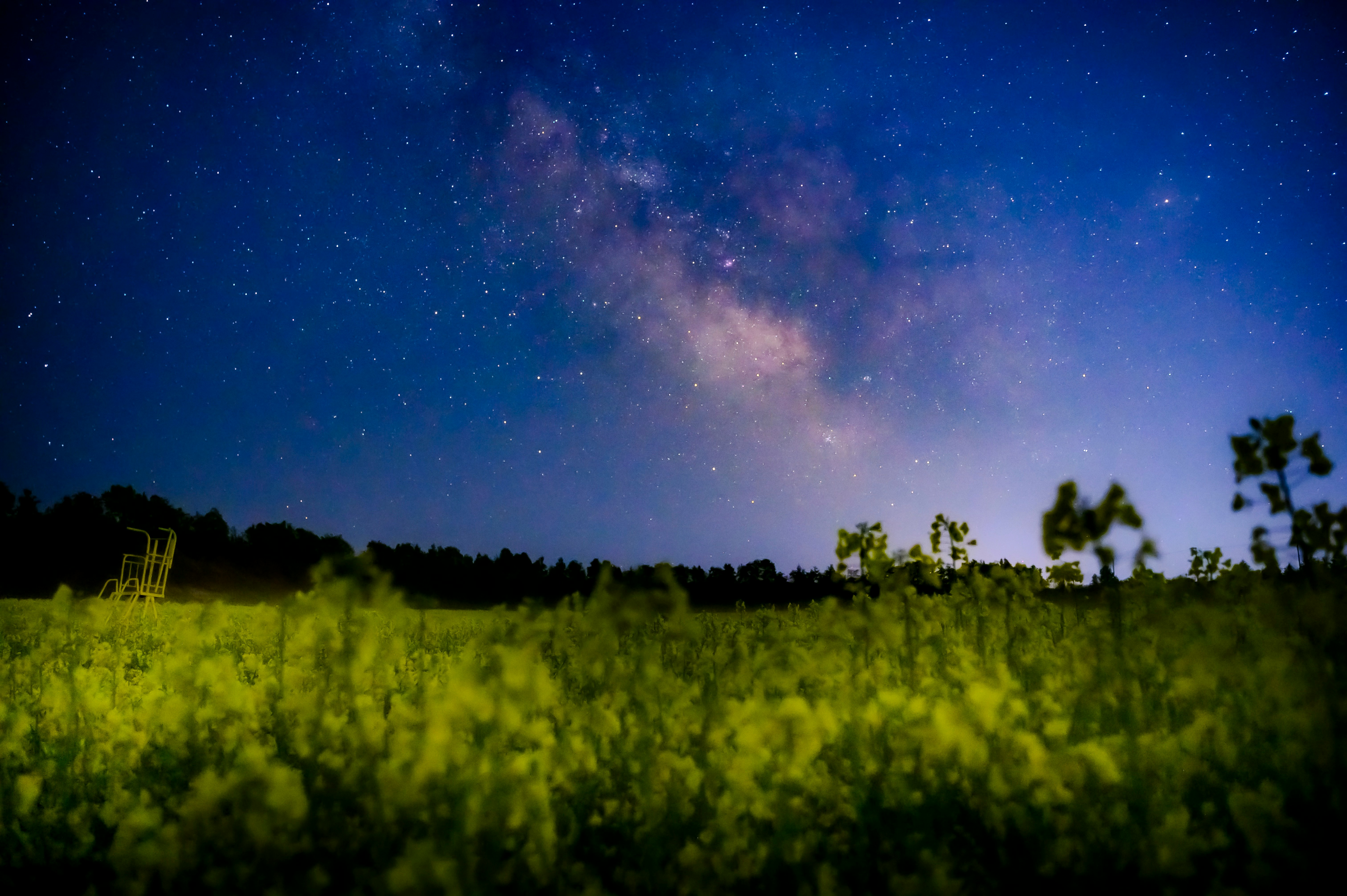 北海道・安平町の夜空と広がる畑の風景