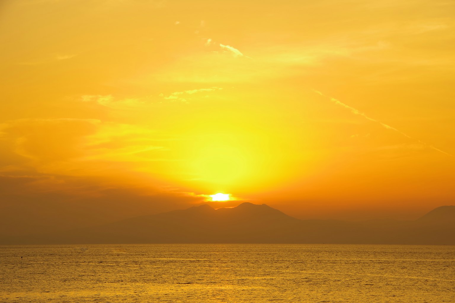 Beautiful orange sunset over the ocean