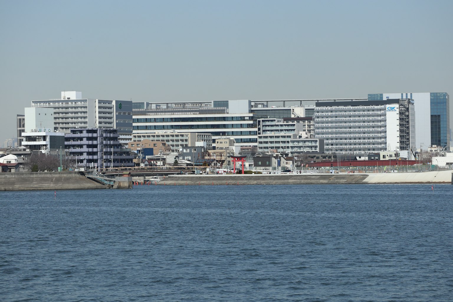 View of modern buildings along the riverside