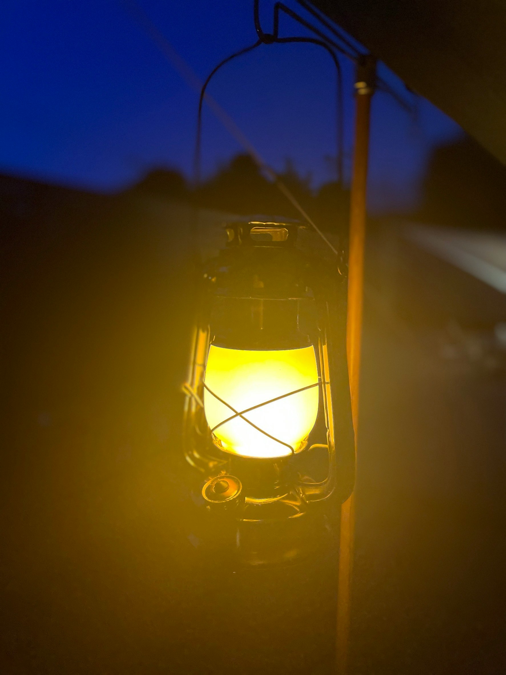 夜の街灯に照らされたランタンの灯り