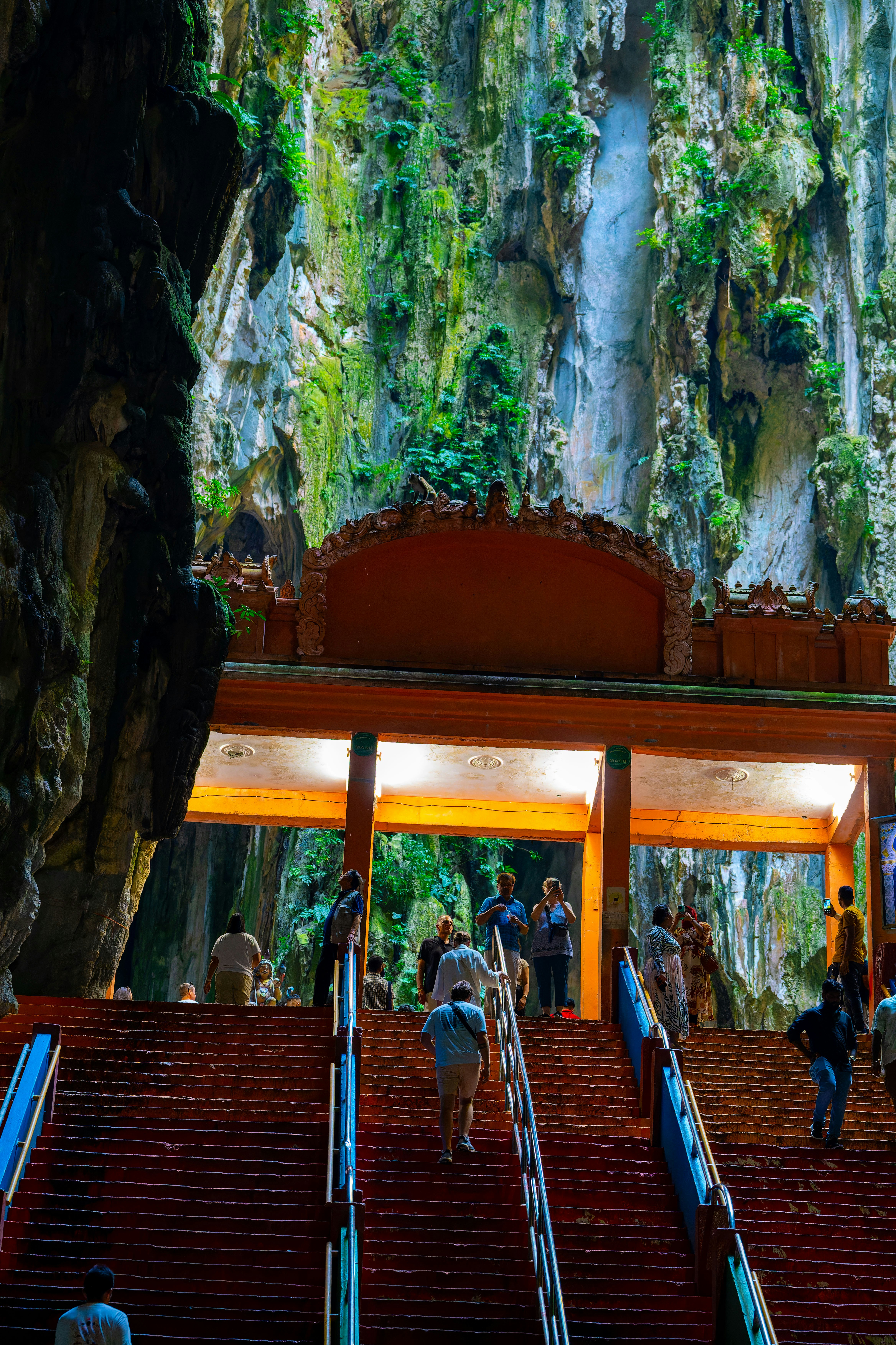 Staircase and visitor walkway inside a cave