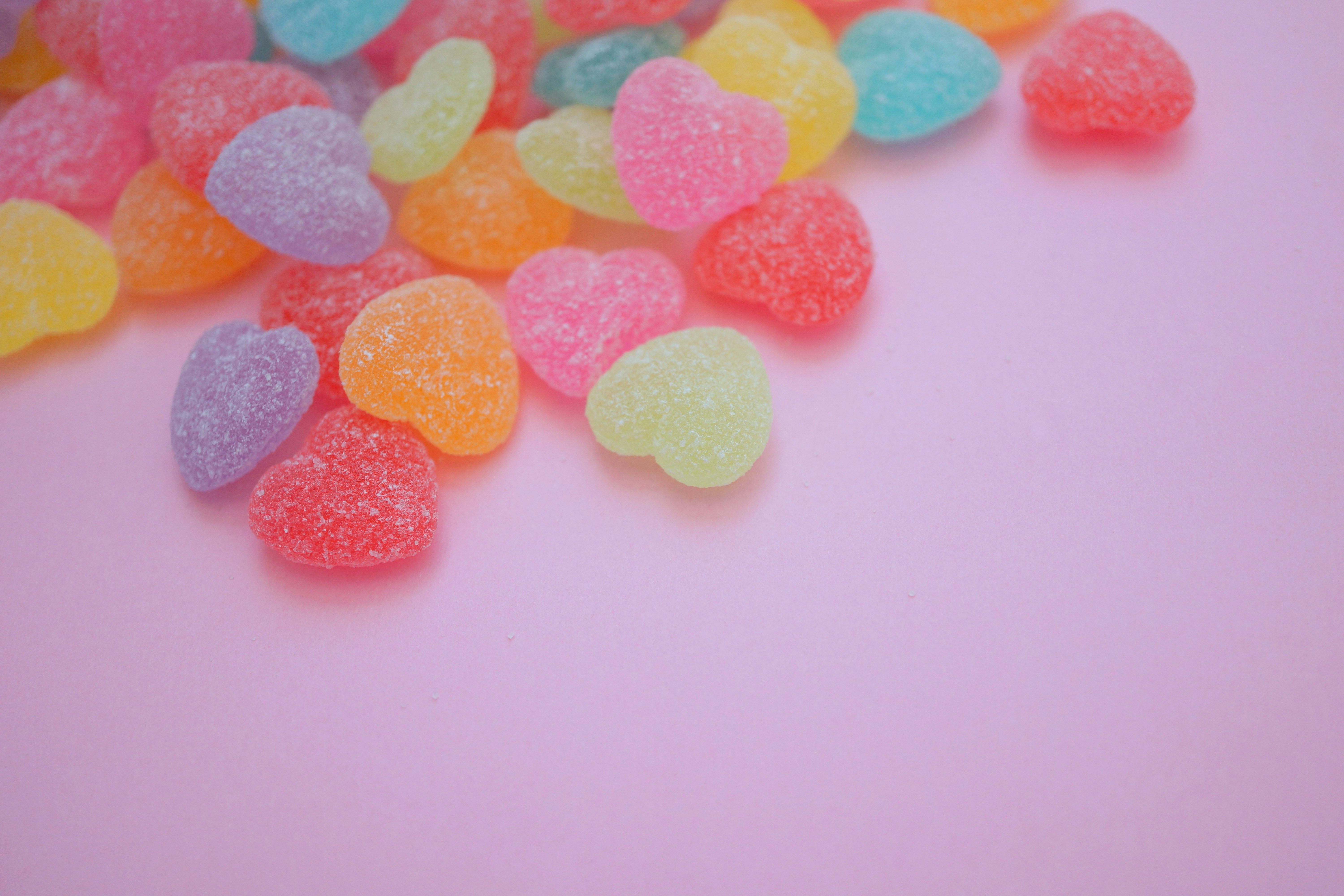 Close-up of colorful heart-shaped candies