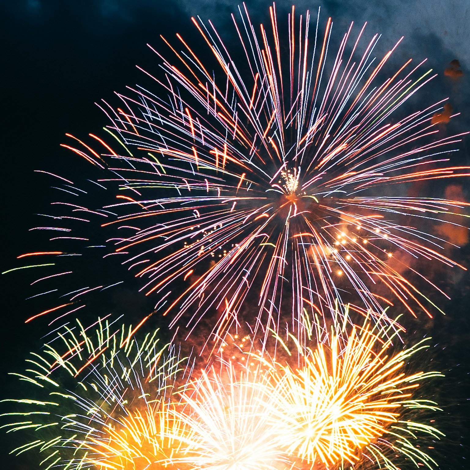 Colorful fireworks display in the night sky