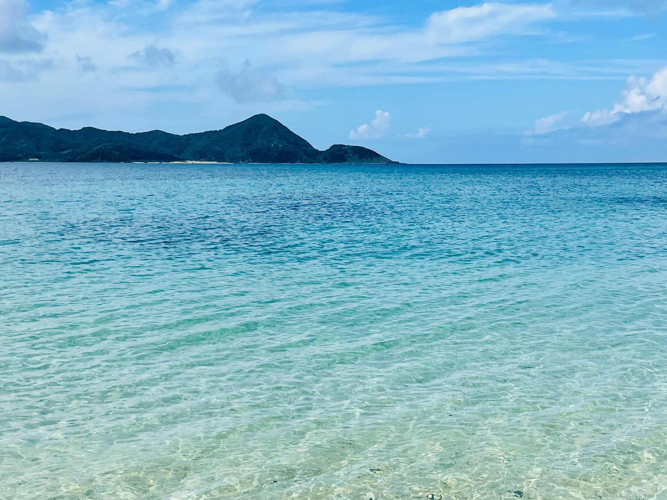 透き通る海と遠くの島が広がる海岸の風景