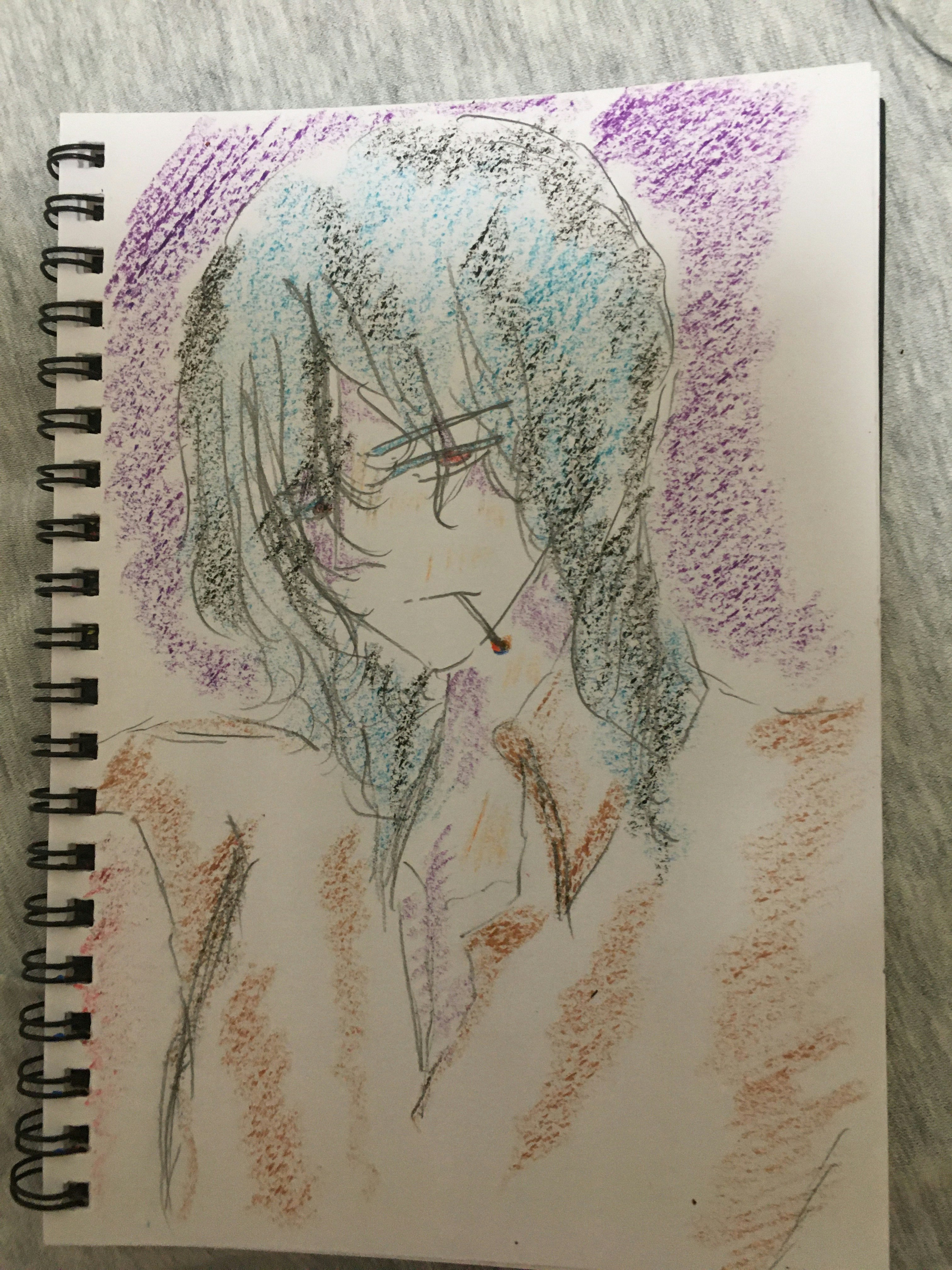 スケッチブックに描かれた水彩風の少女のイラスト