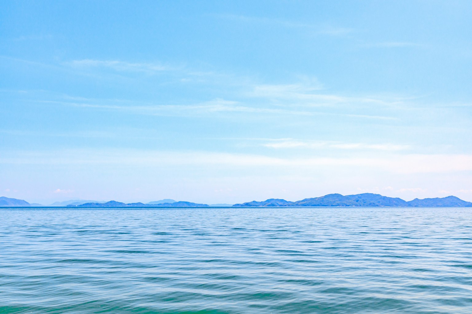 Beautiful landscape of blue sea and sky with distant islands