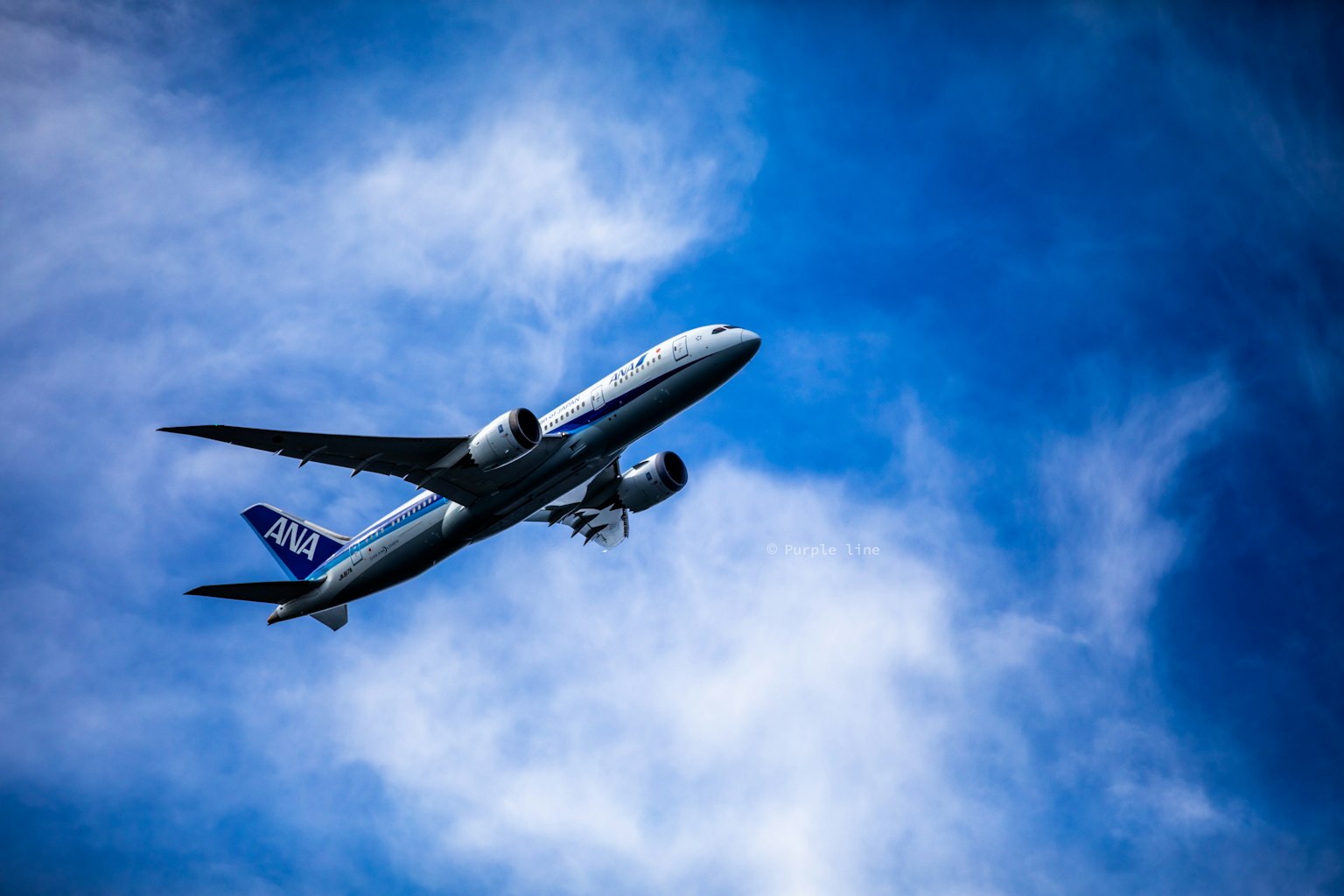 เครื่องบินบินอยู่ในท้องฟ้าสีฟ้าพร้อมเมฆ