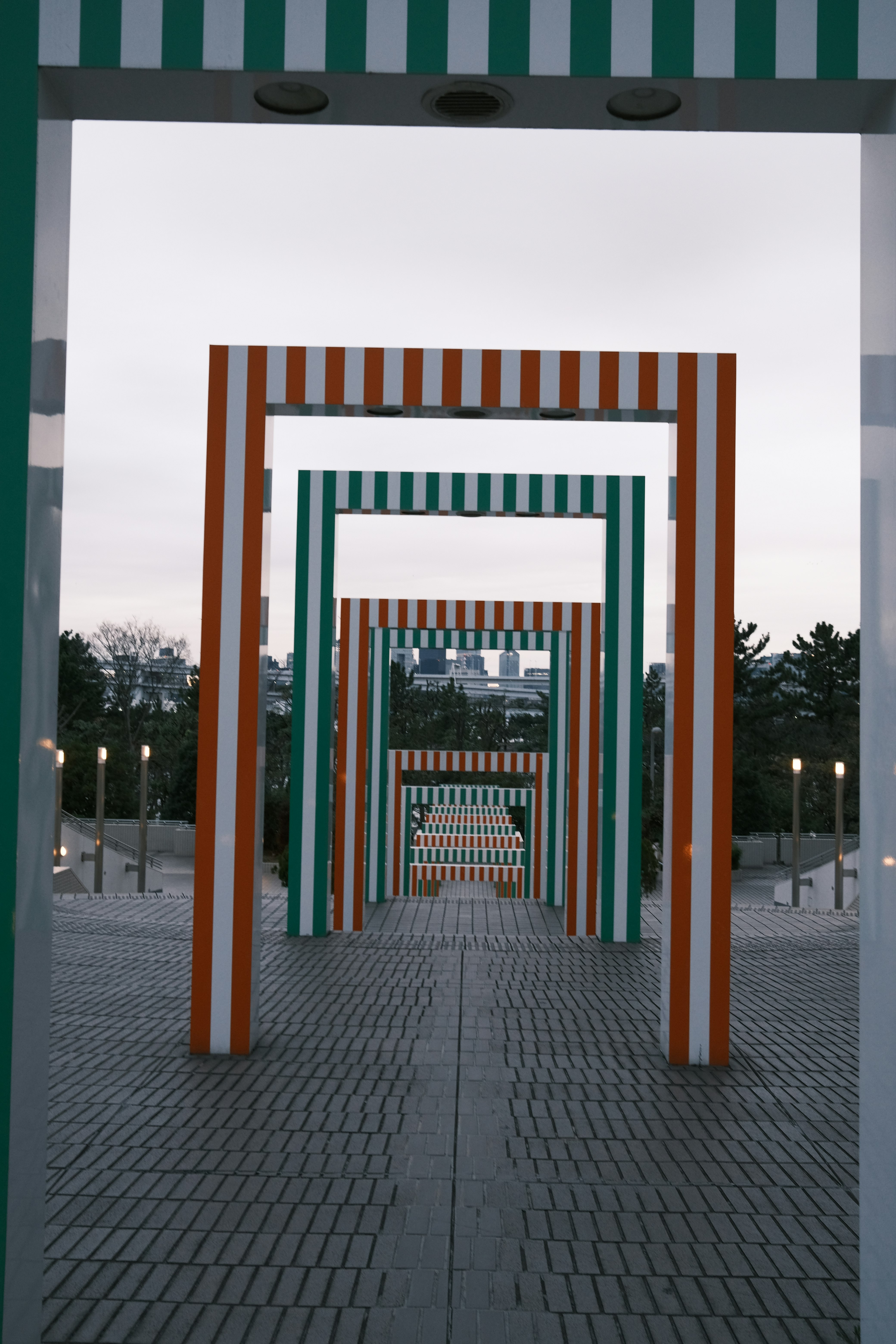 Geometric archway walkway outdoors