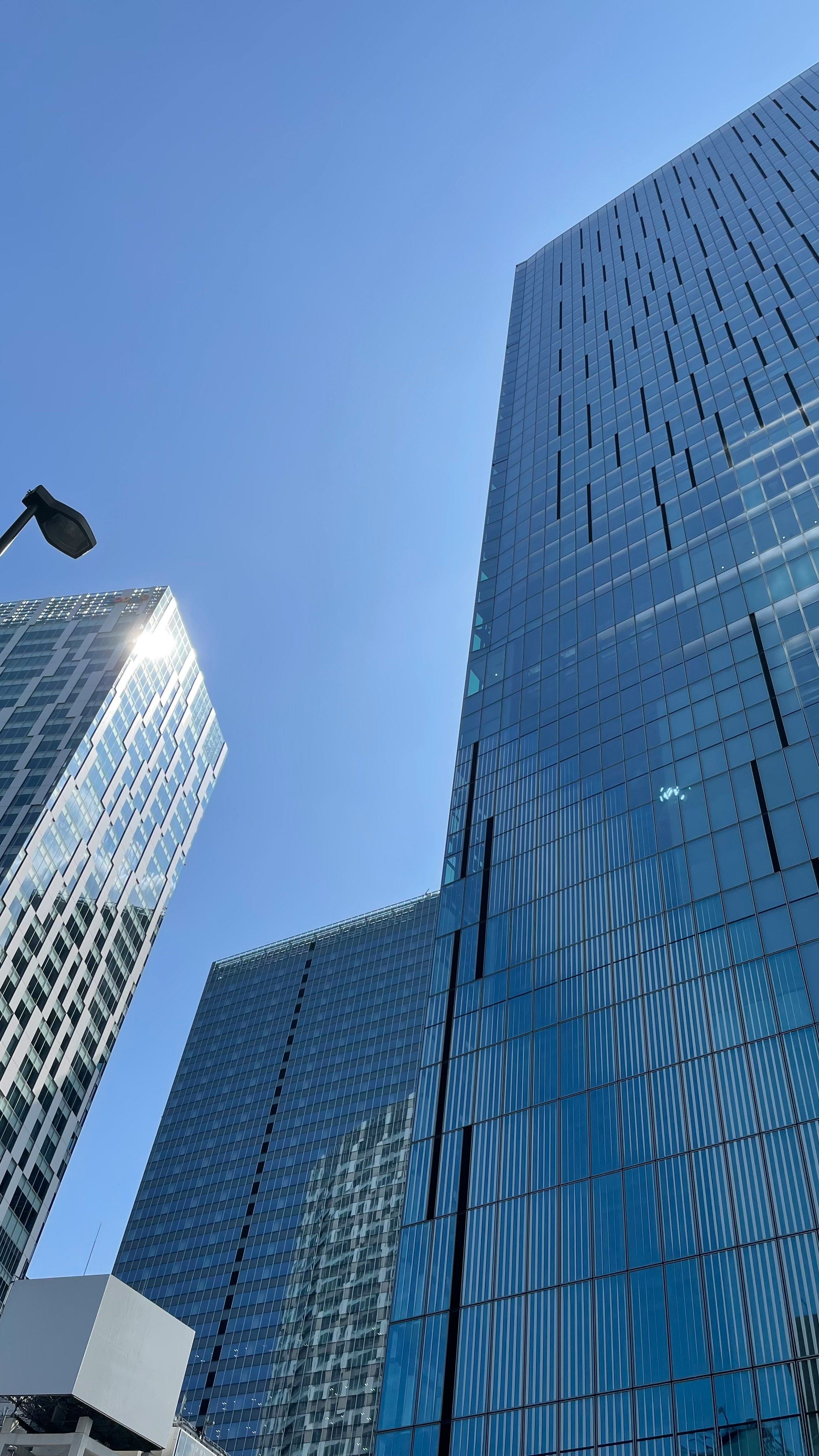 low-angle view of tall office buildings