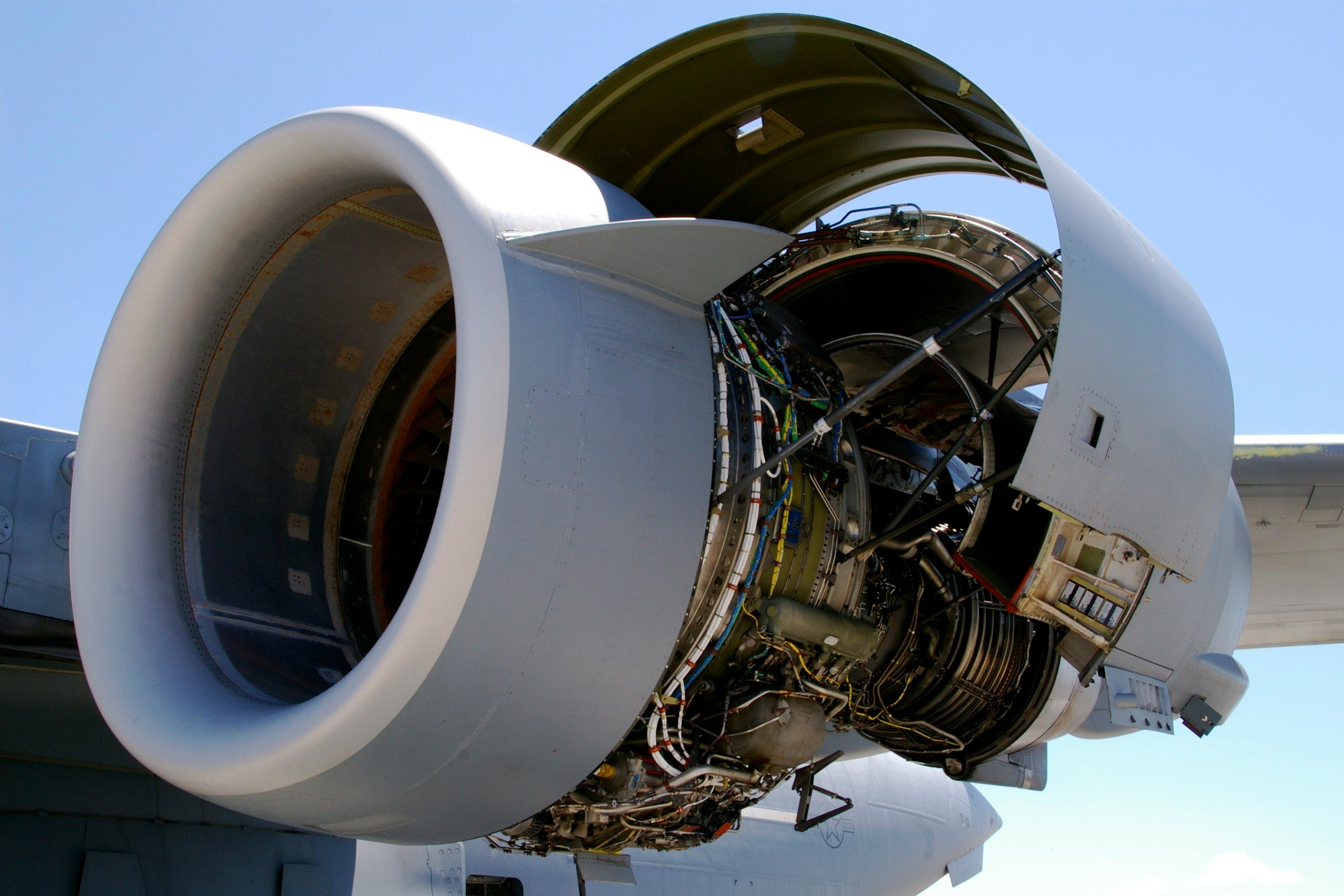 aircraft engine interior during maintenance