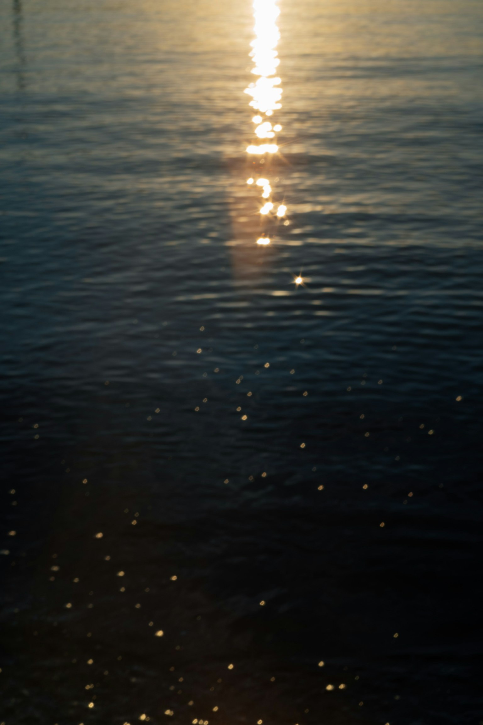 Riflesso del tramonto sulla superficie dell'acqua con increspature