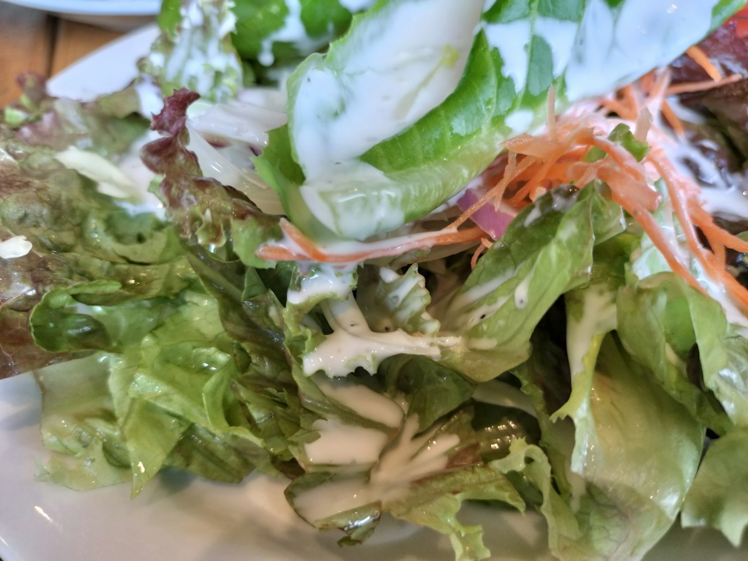 Insalata fresca con fette di lattuga e carote
