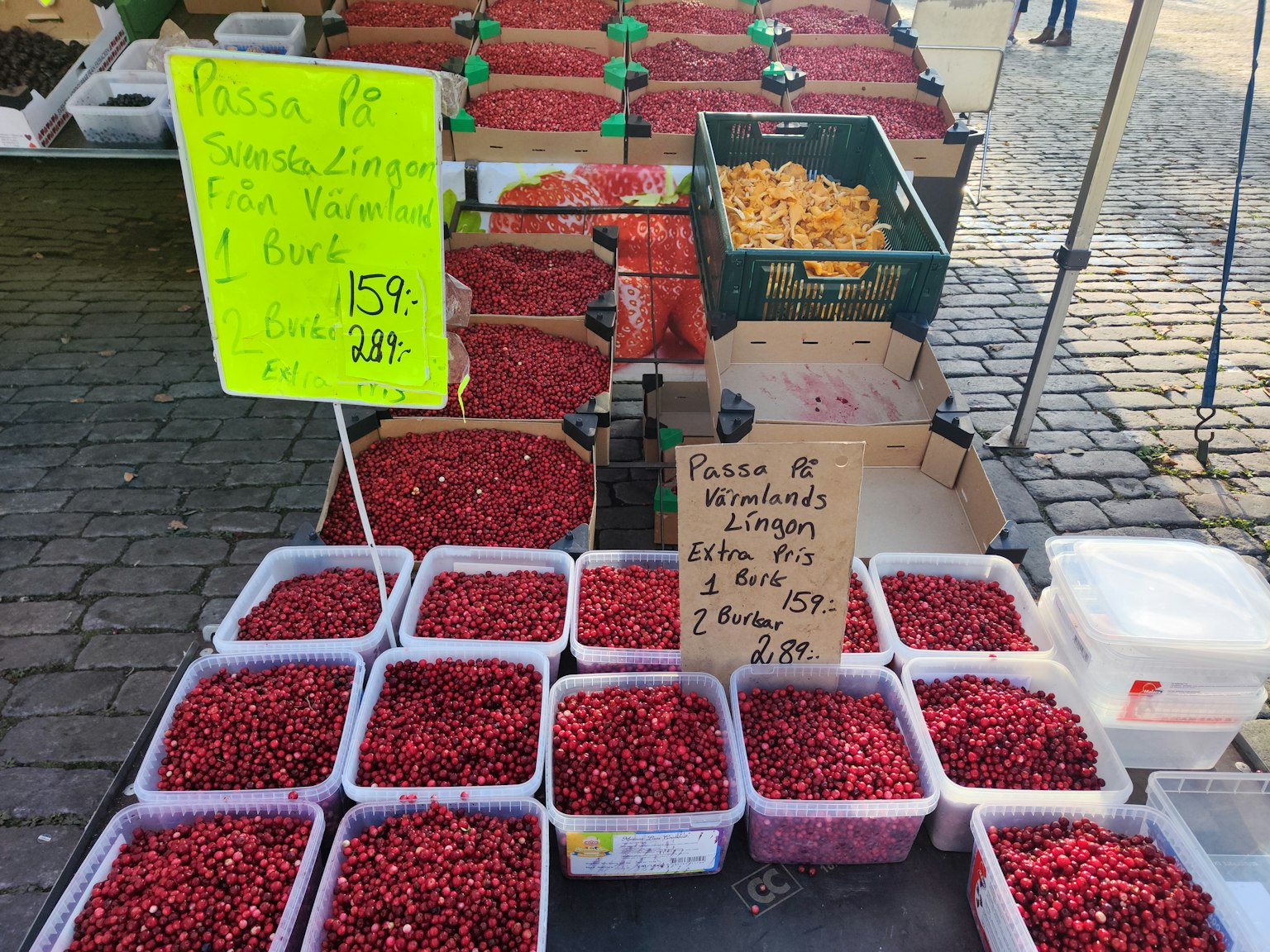 Scena di mercato vibrante con vari frutti frutti rossi e frutti gialli in bella vista