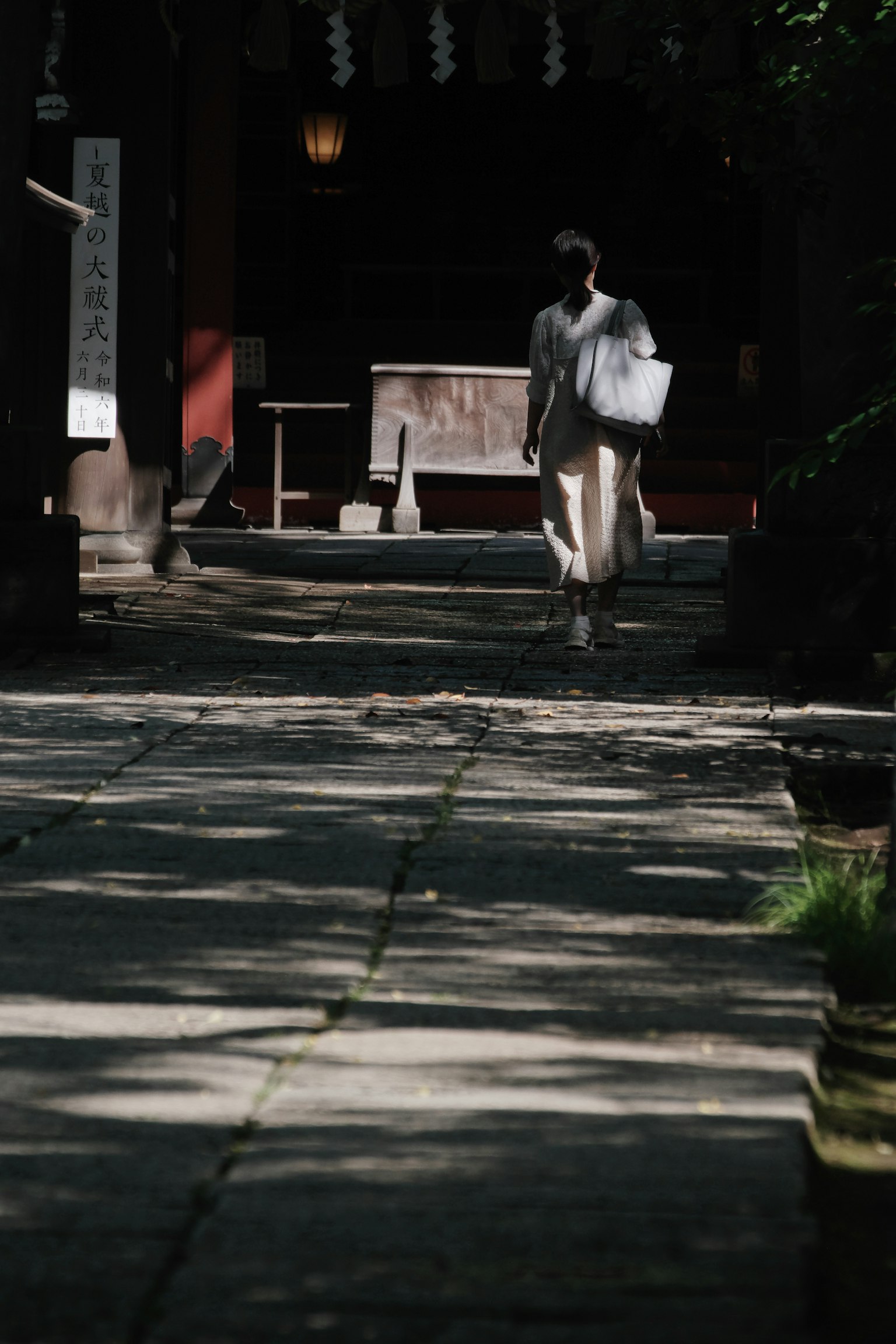 Una persona che cammina lungo un sentiero di pietra tranquillo