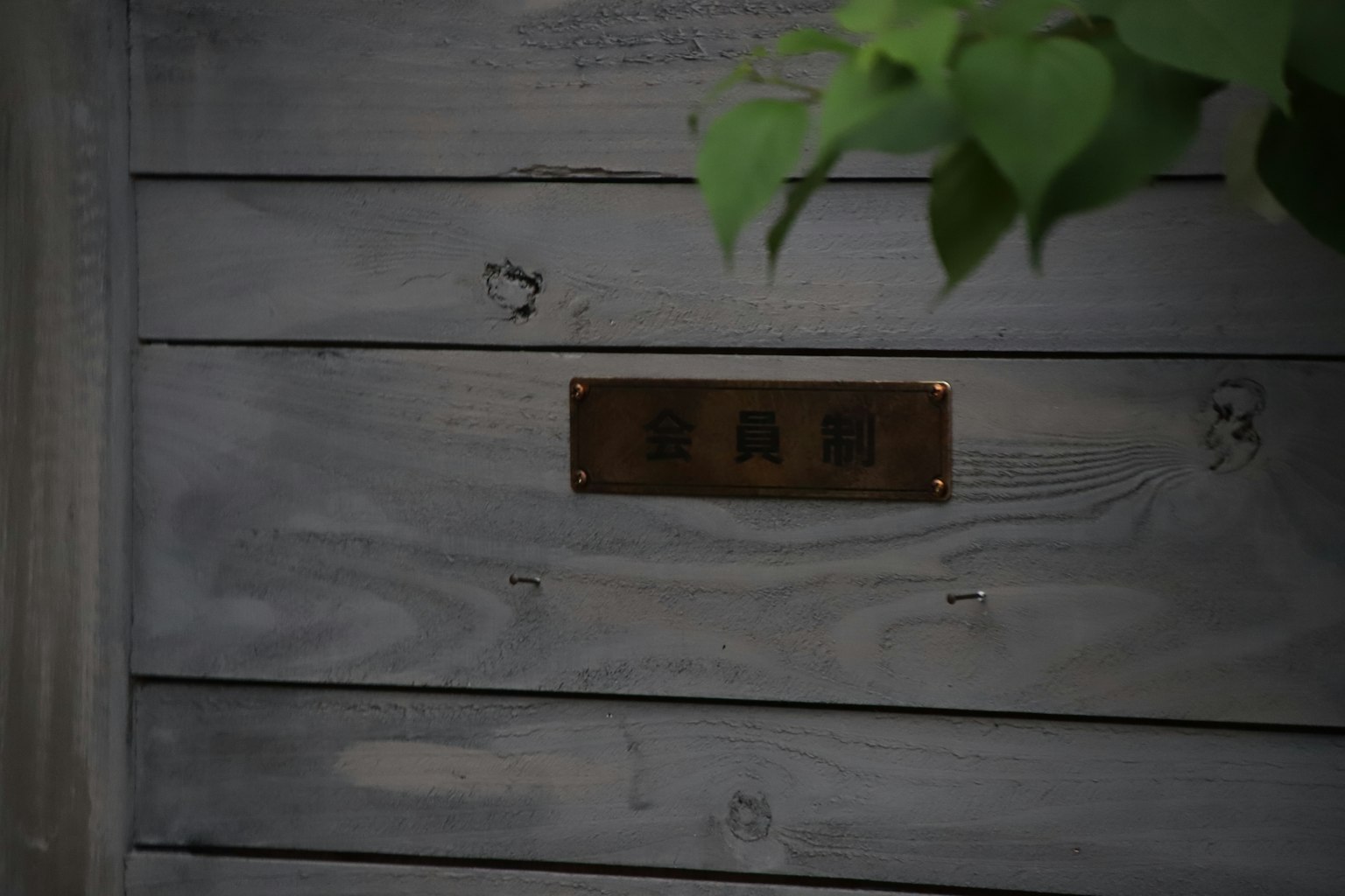 Imagen de una placa de metal antigua montada en una pared de madera
