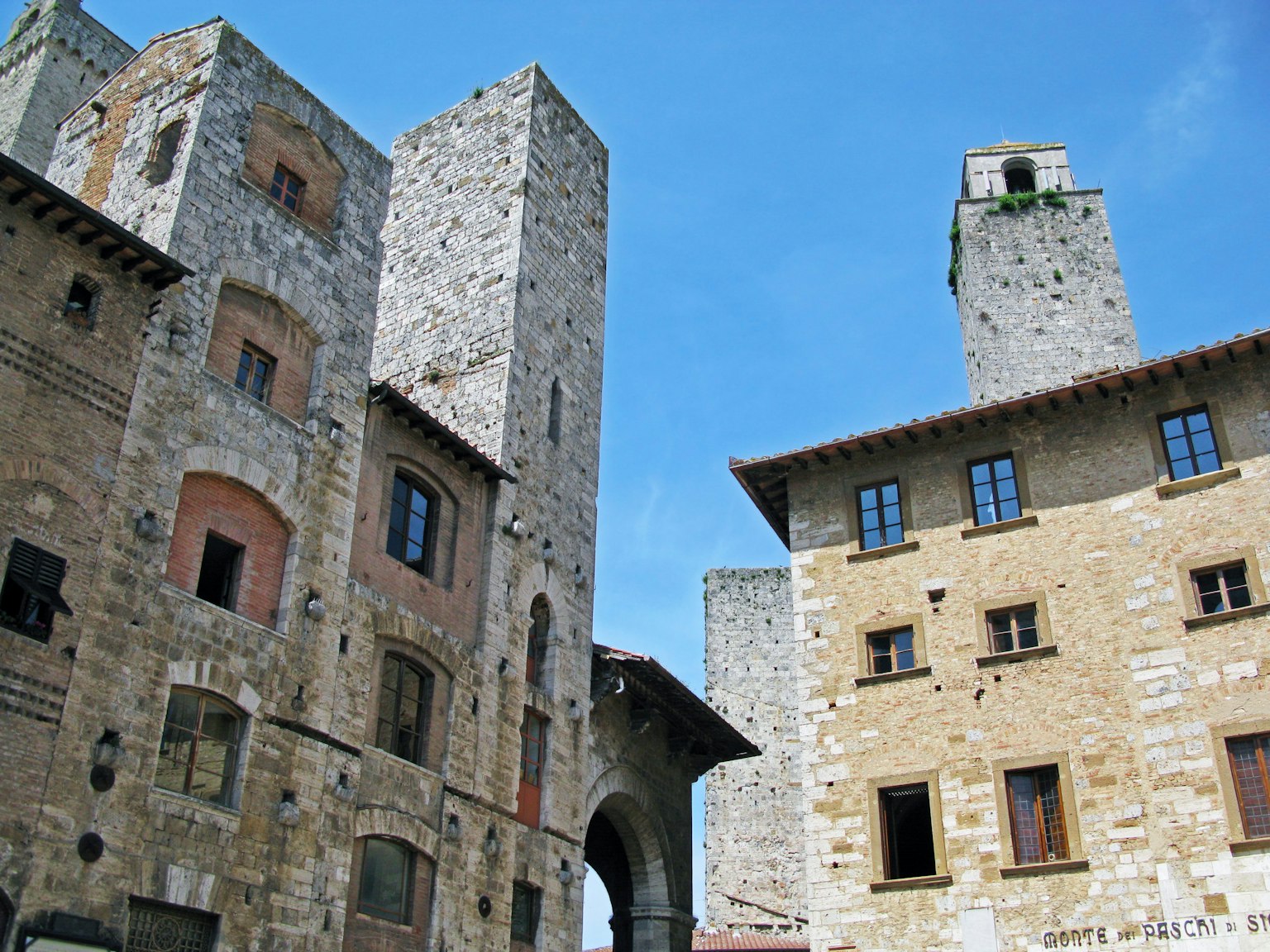 Beautiful landscape with medieval towers and stone buildings