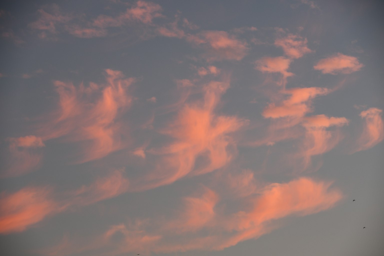 Sanfte Formen und Farben von Wolken, beleuchtet durch den Sonnenuntergang