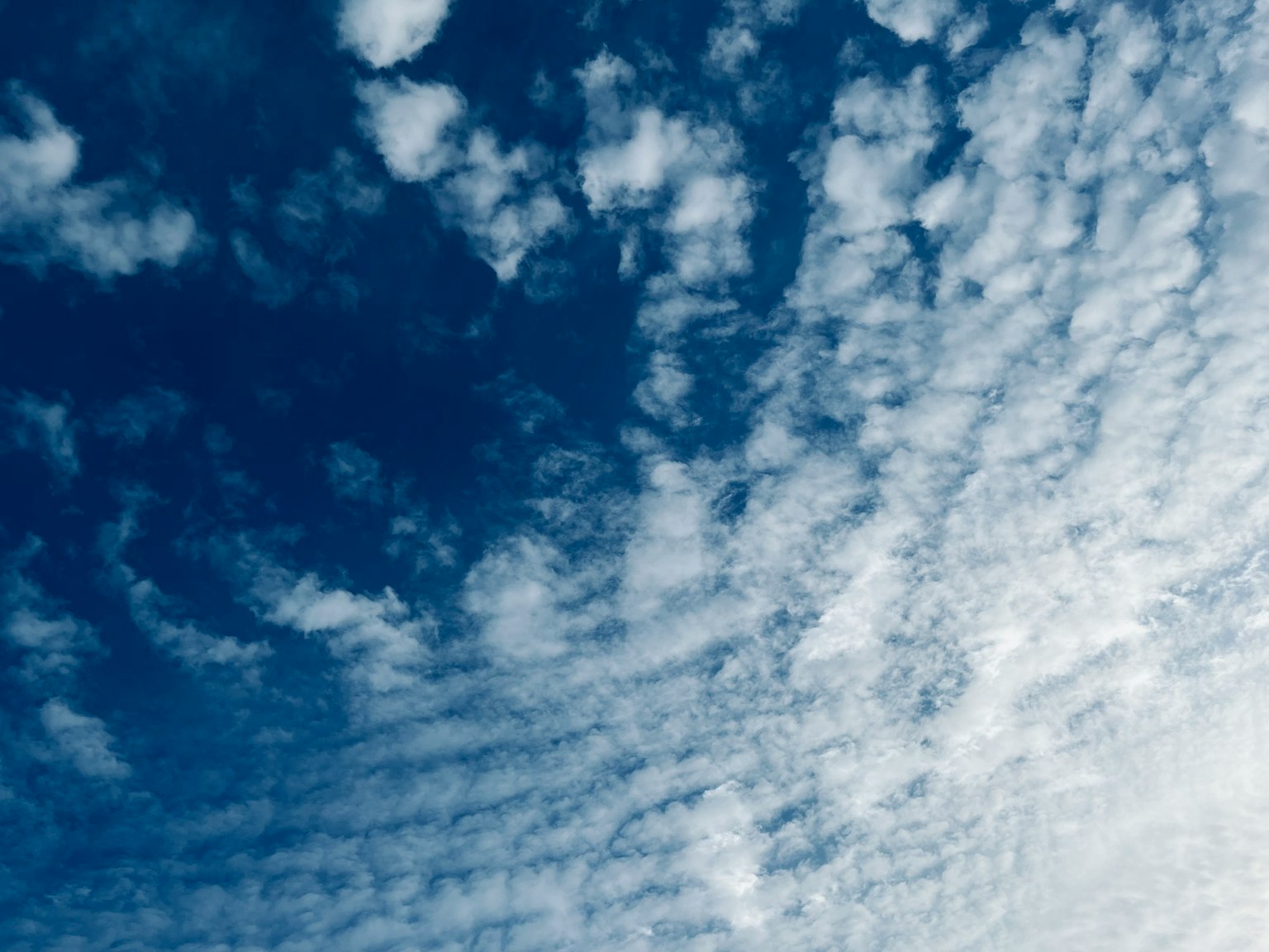 Blauer Himmel mit weißen Wolken in einem dynamischen Muster