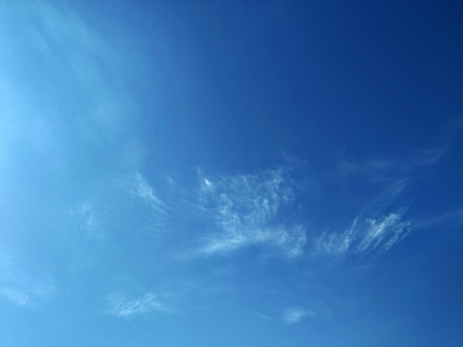 Thin clouds floating in a clear blue sky