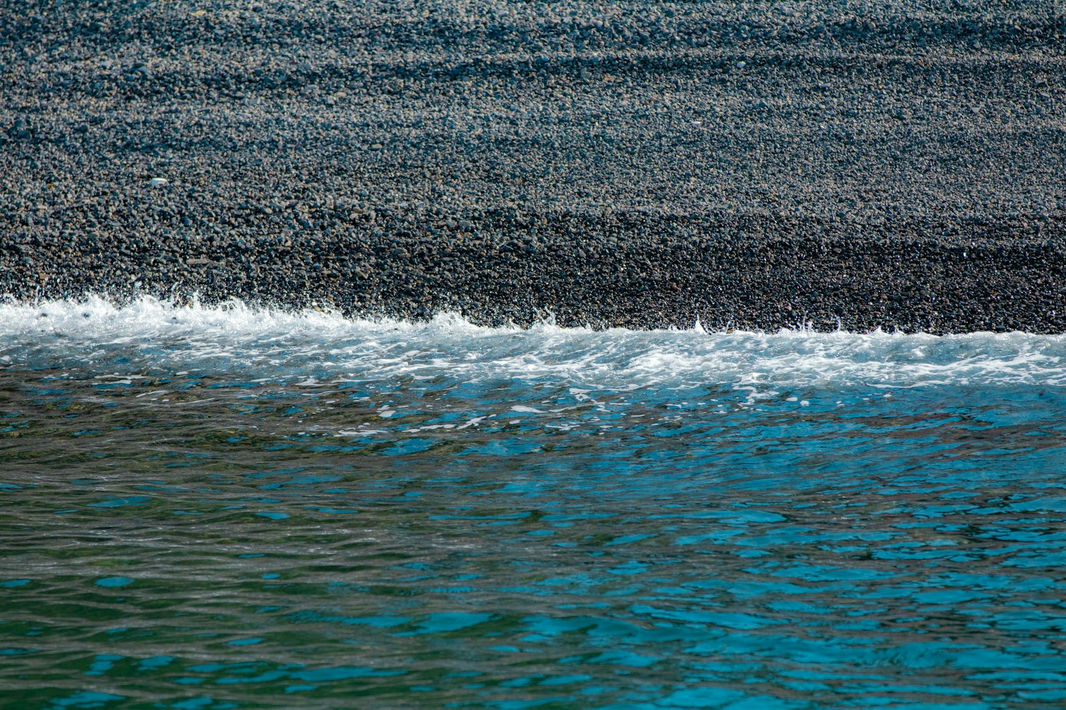 Waves on the water surface creating a beautiful contrast of blue and black