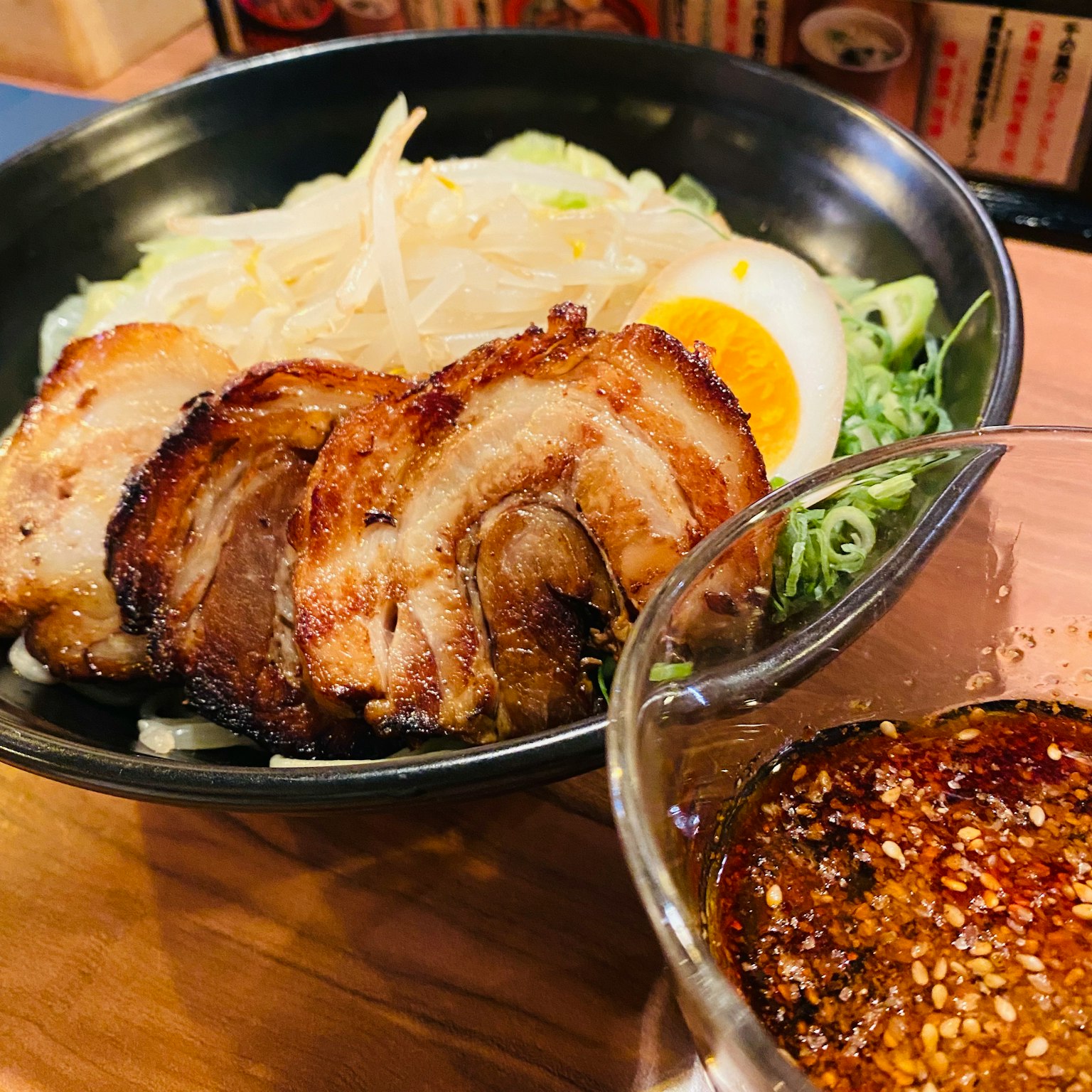 Deliciously arranged chashu ramen with soft-boiled egg and vegetables