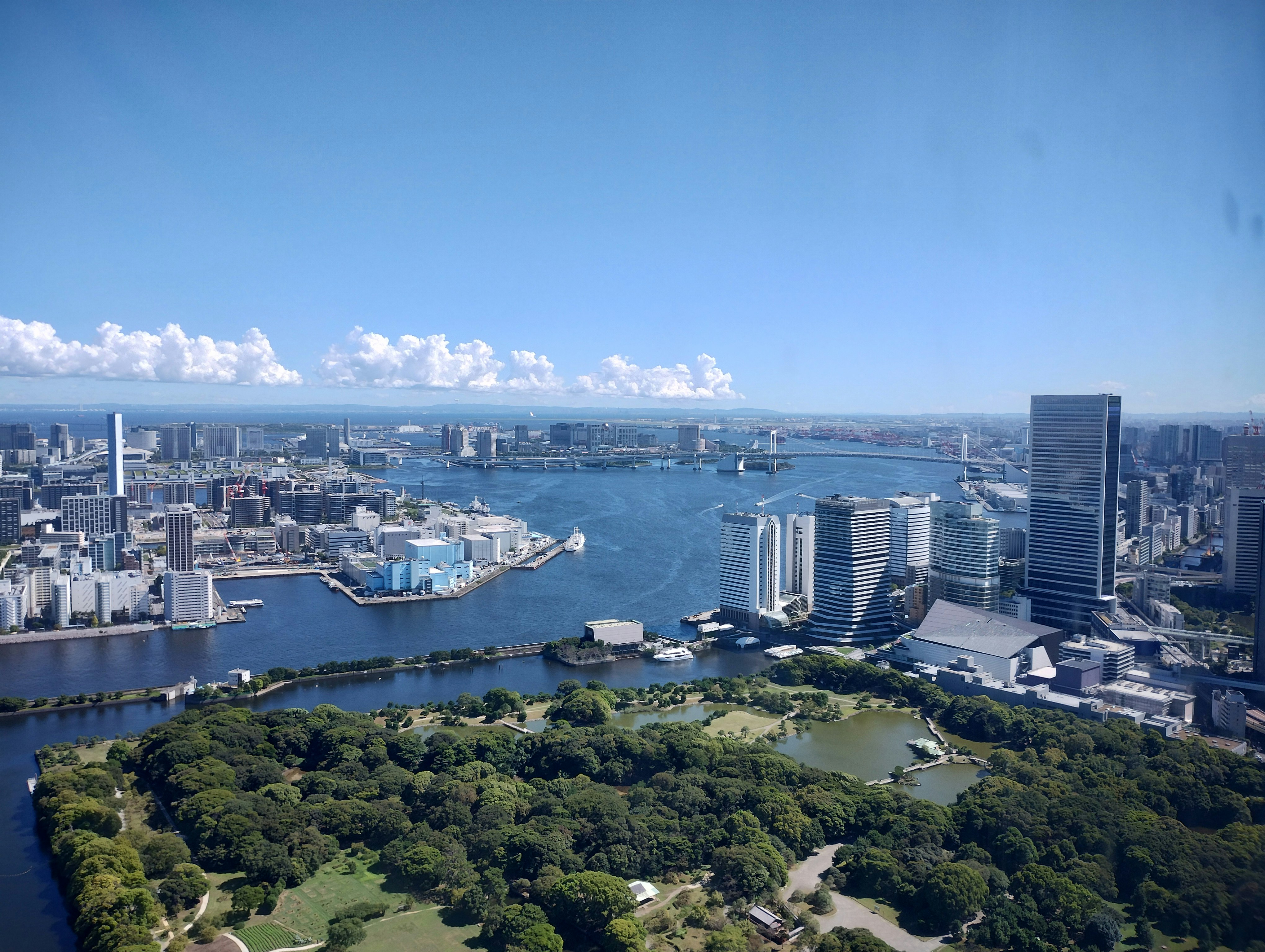 河流與中央公園相映的城市天際線航拍