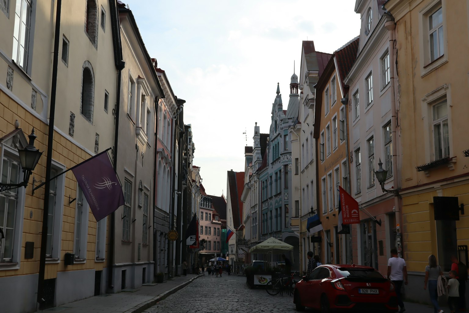 Cobblestone street in Tallinn's Old Town with historic buildings