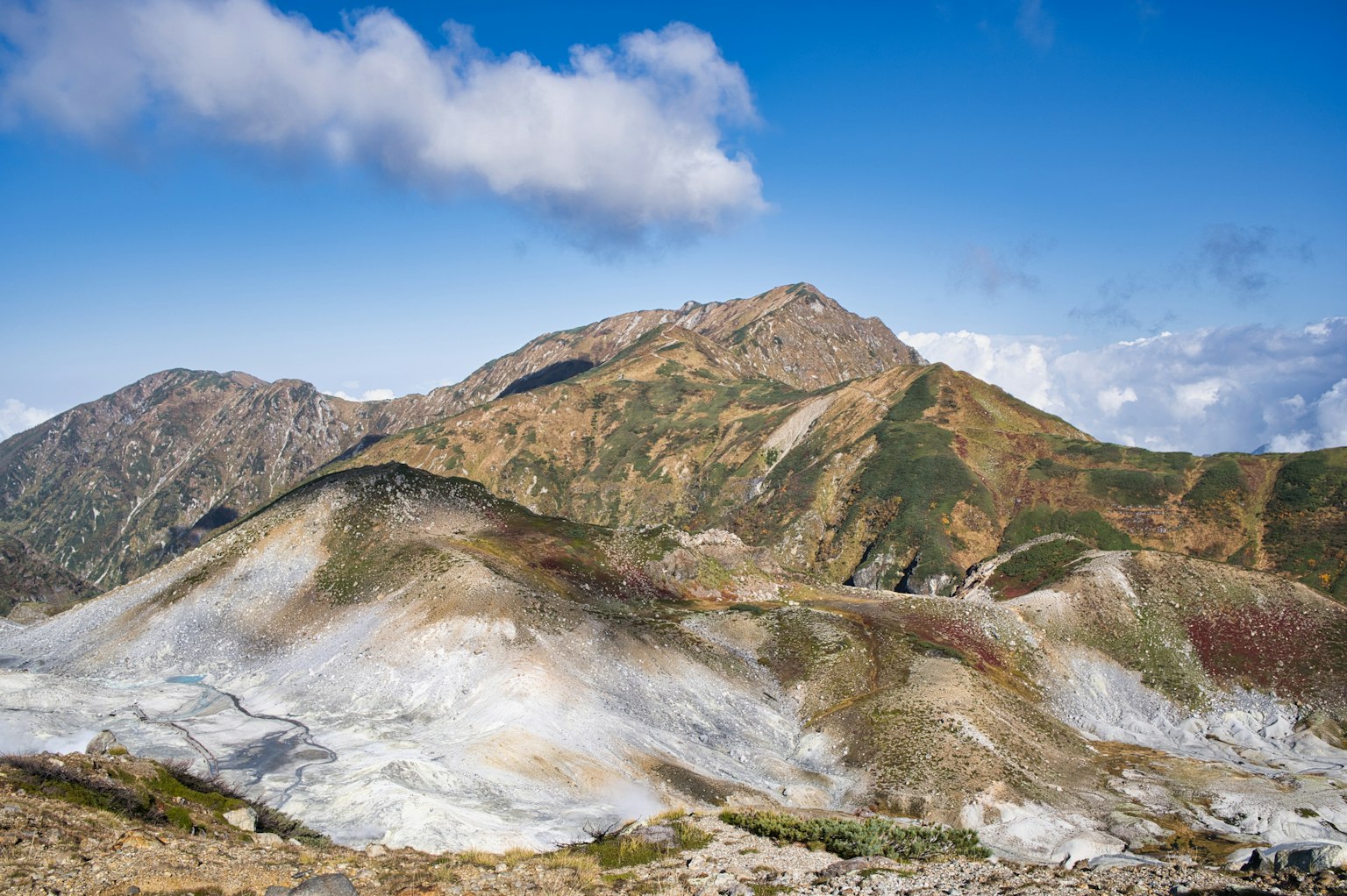 Schöne Berglandschaft mit kontrastierendem blauen Himmel