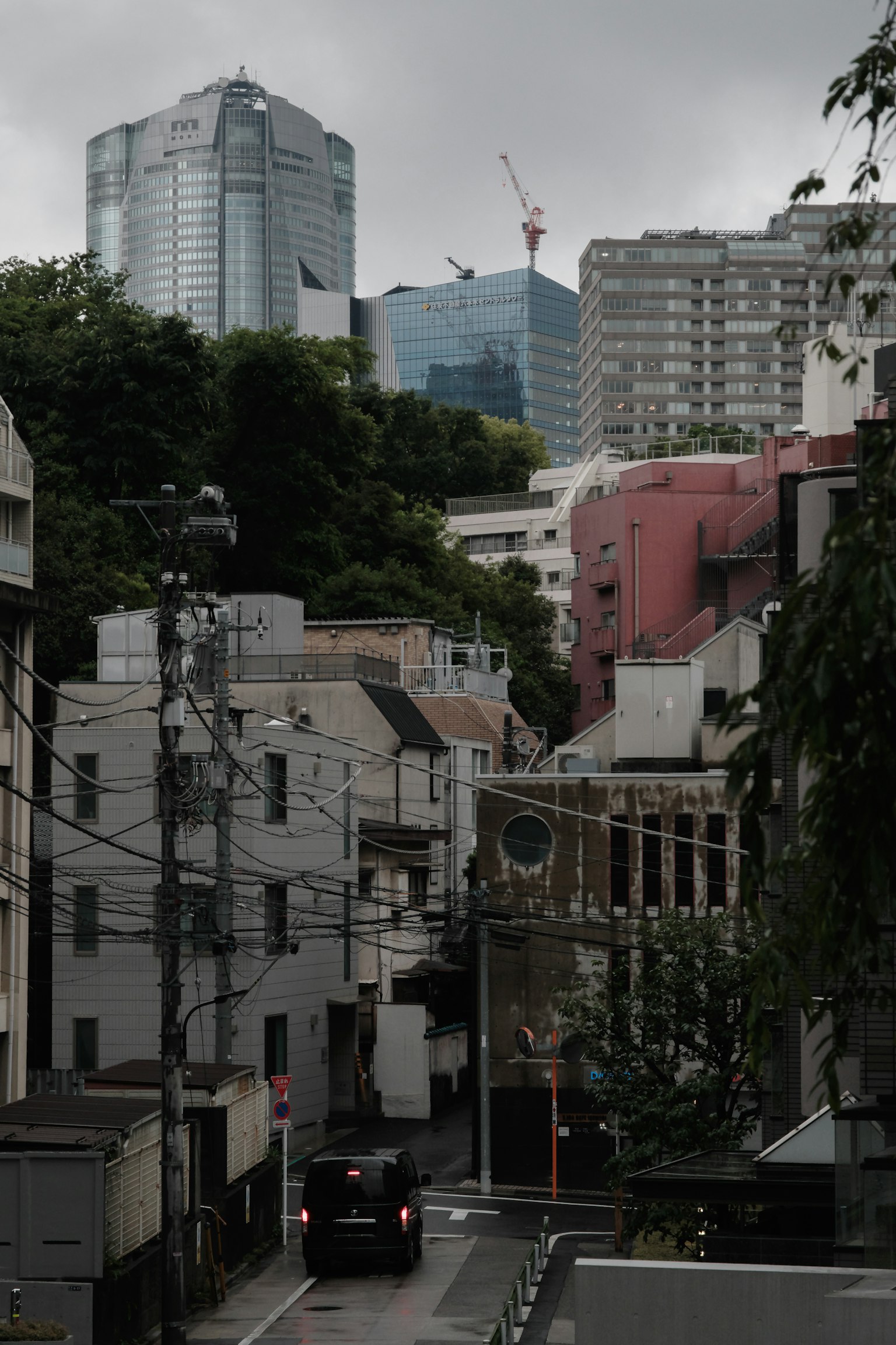 Cityscape featuring high-rise buildings and residential streets