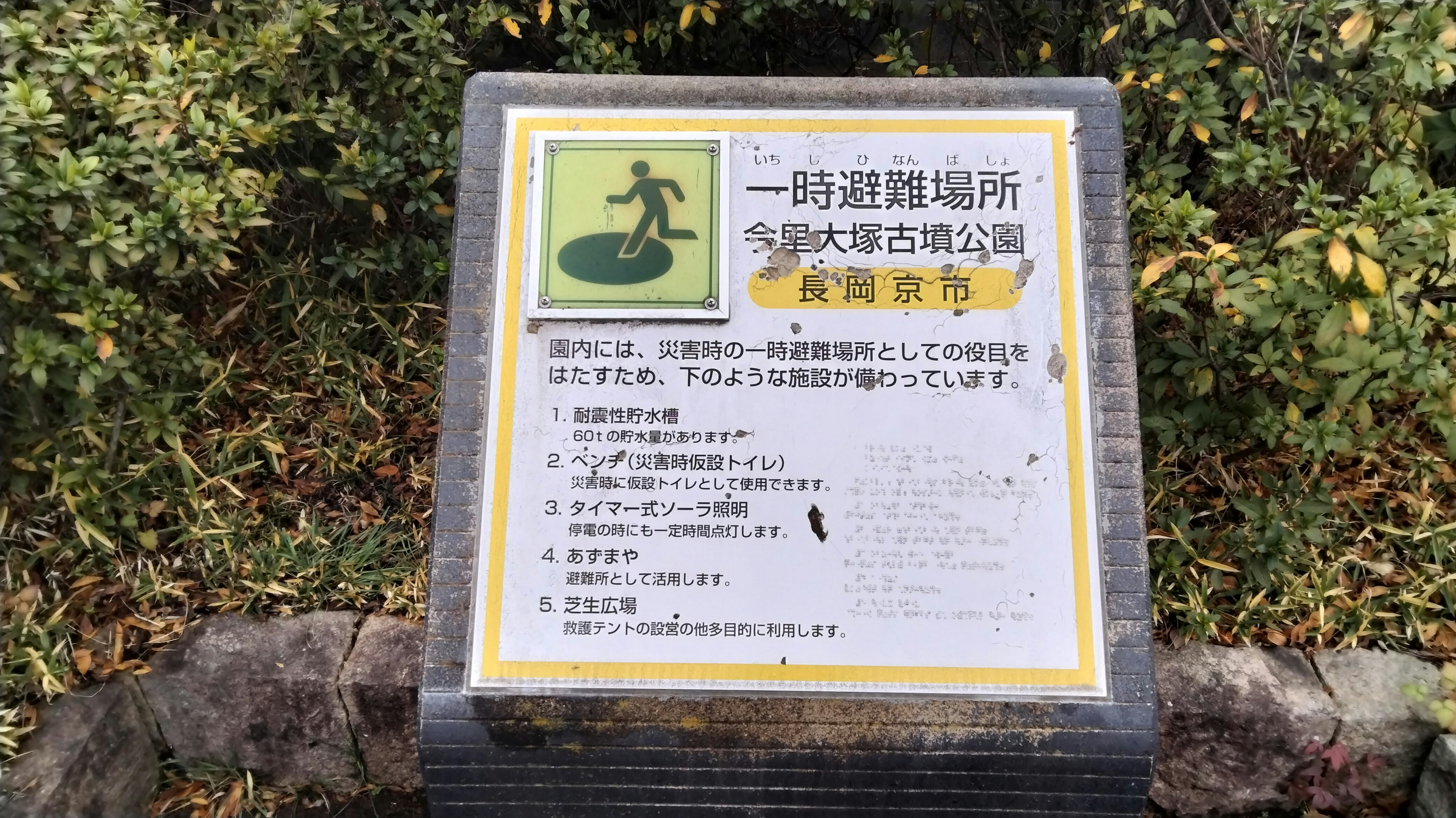 绿灌木前的信息牌