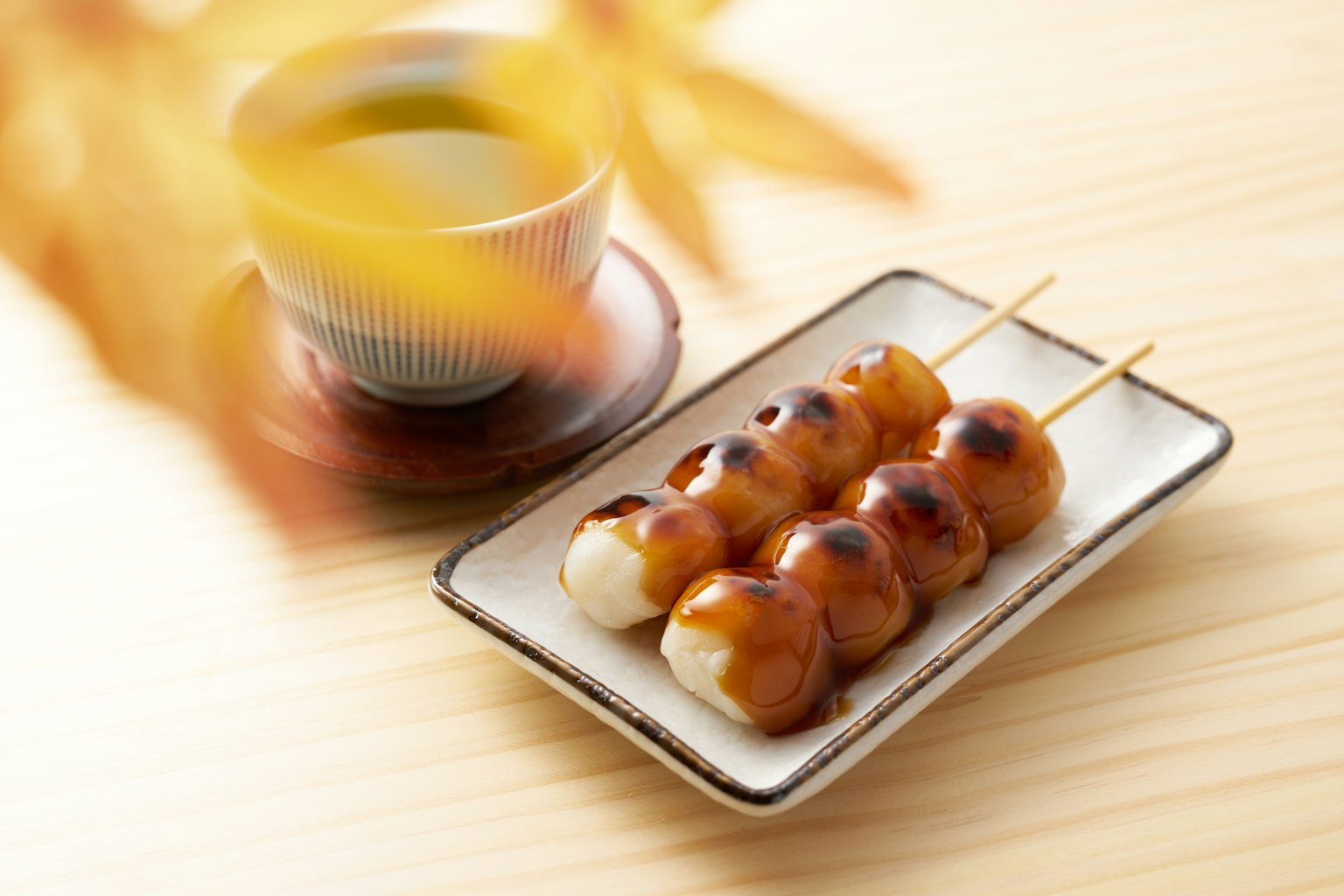 Sweet dango skewers with green tea