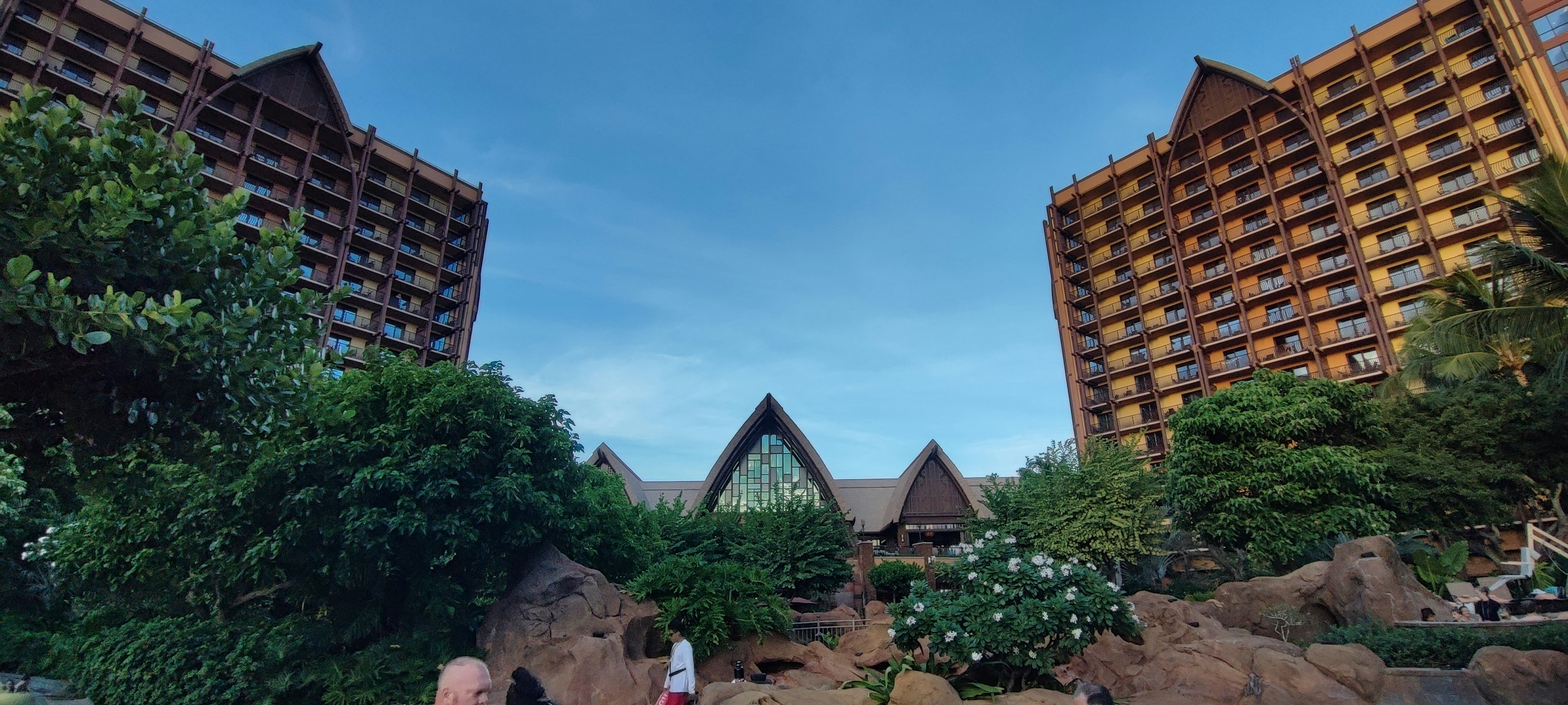 中庭の植栽と高層住宅が並ぶ住宅街の景観