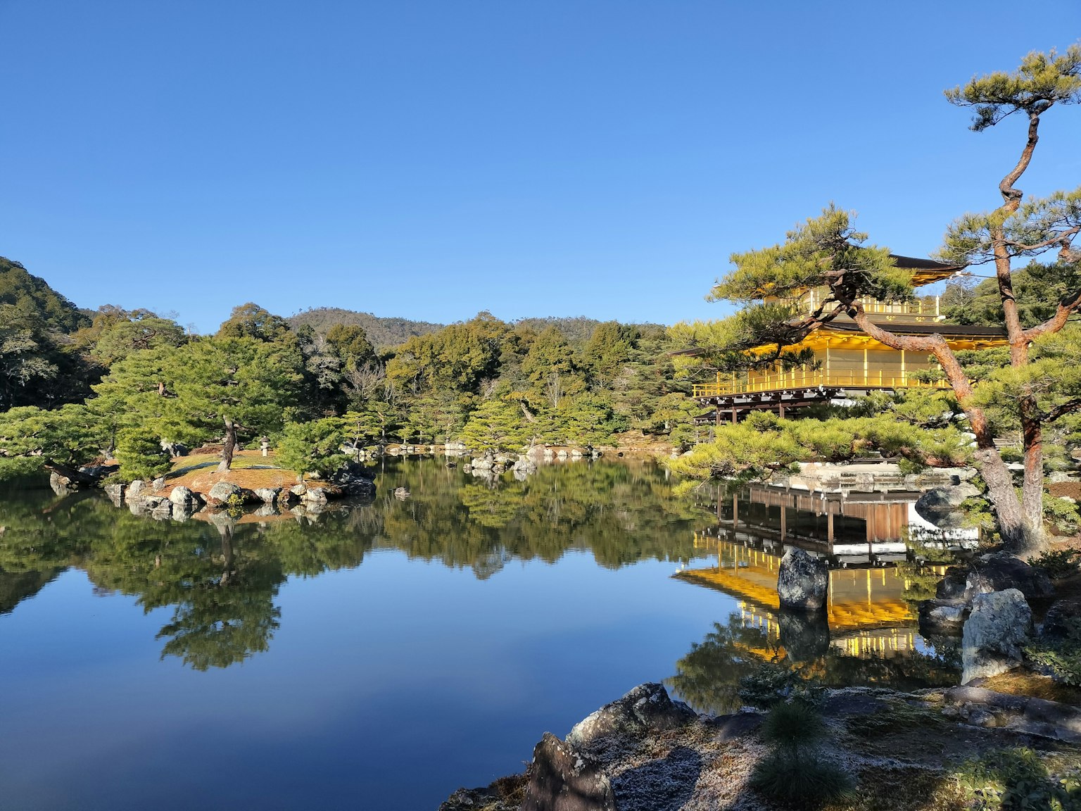 Bella vista del Kinkaku-ji circondato da un giardino sereno