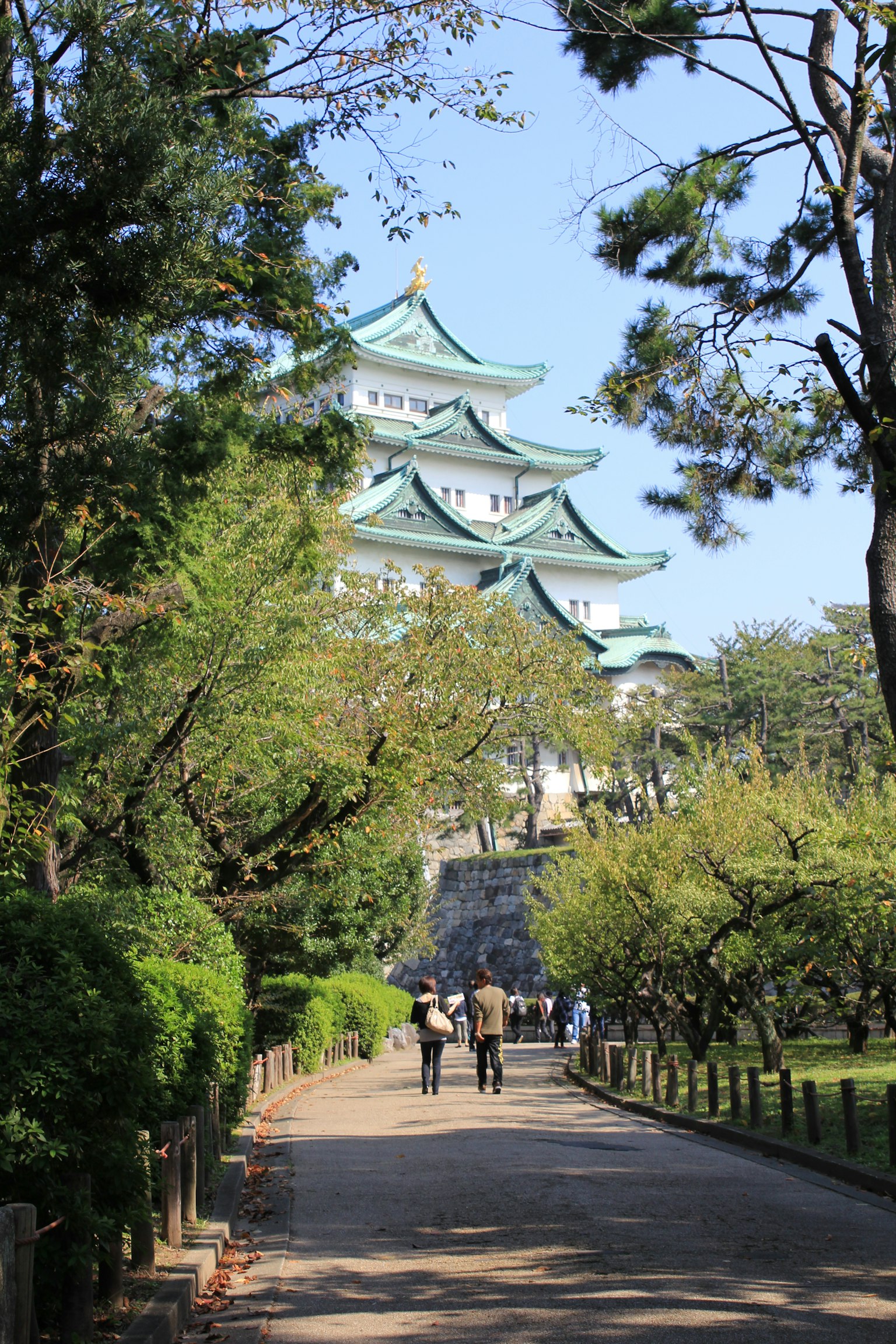 Malersicher Blick auf das Nagoya-Schloss umgeben von üppigem Grün