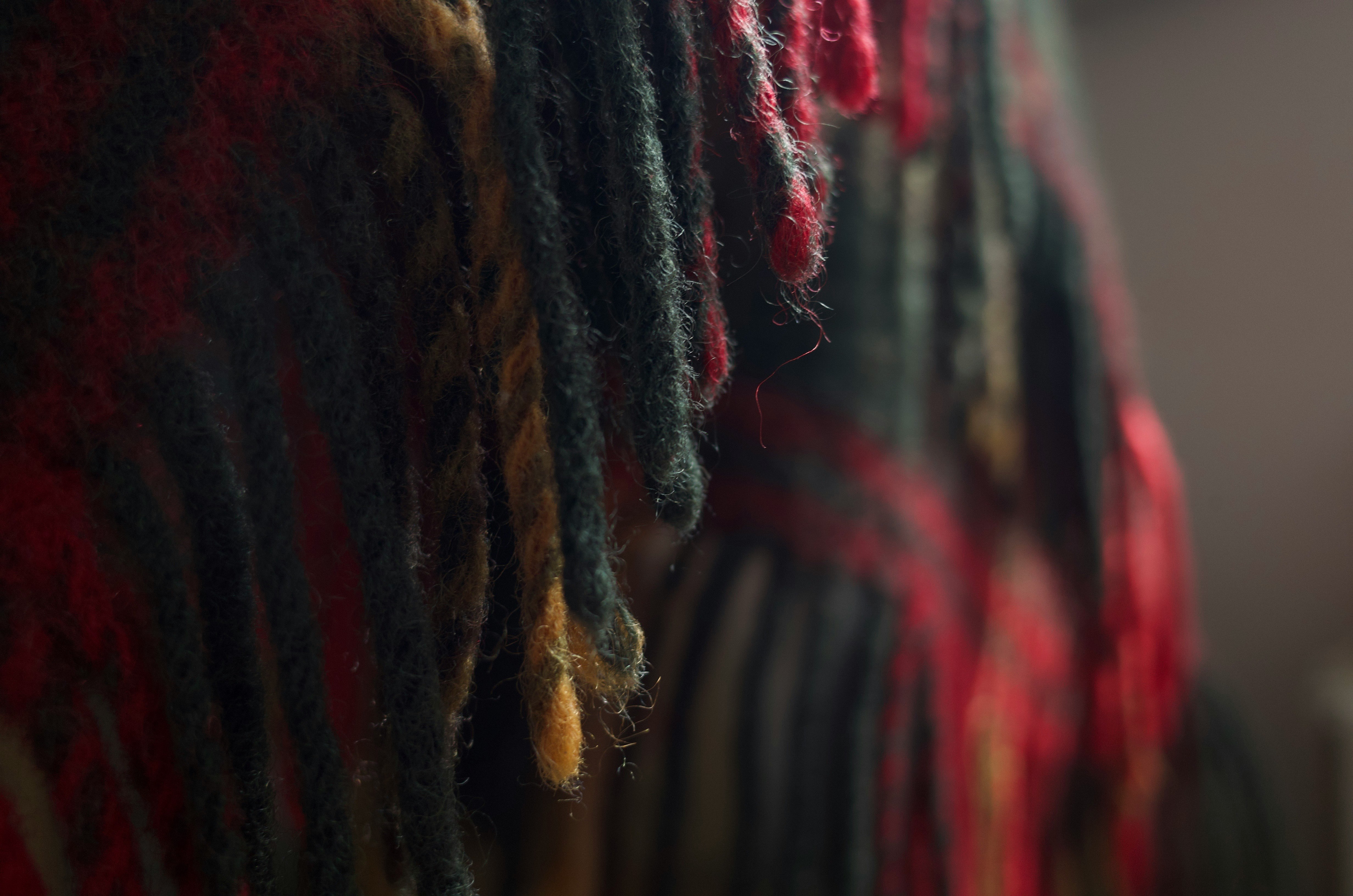 textile fabric texture with red and black threads