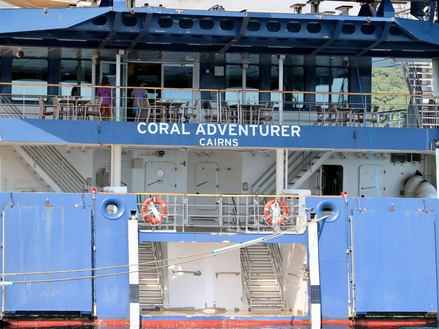 Detailed view of the Coral Adventurer ship